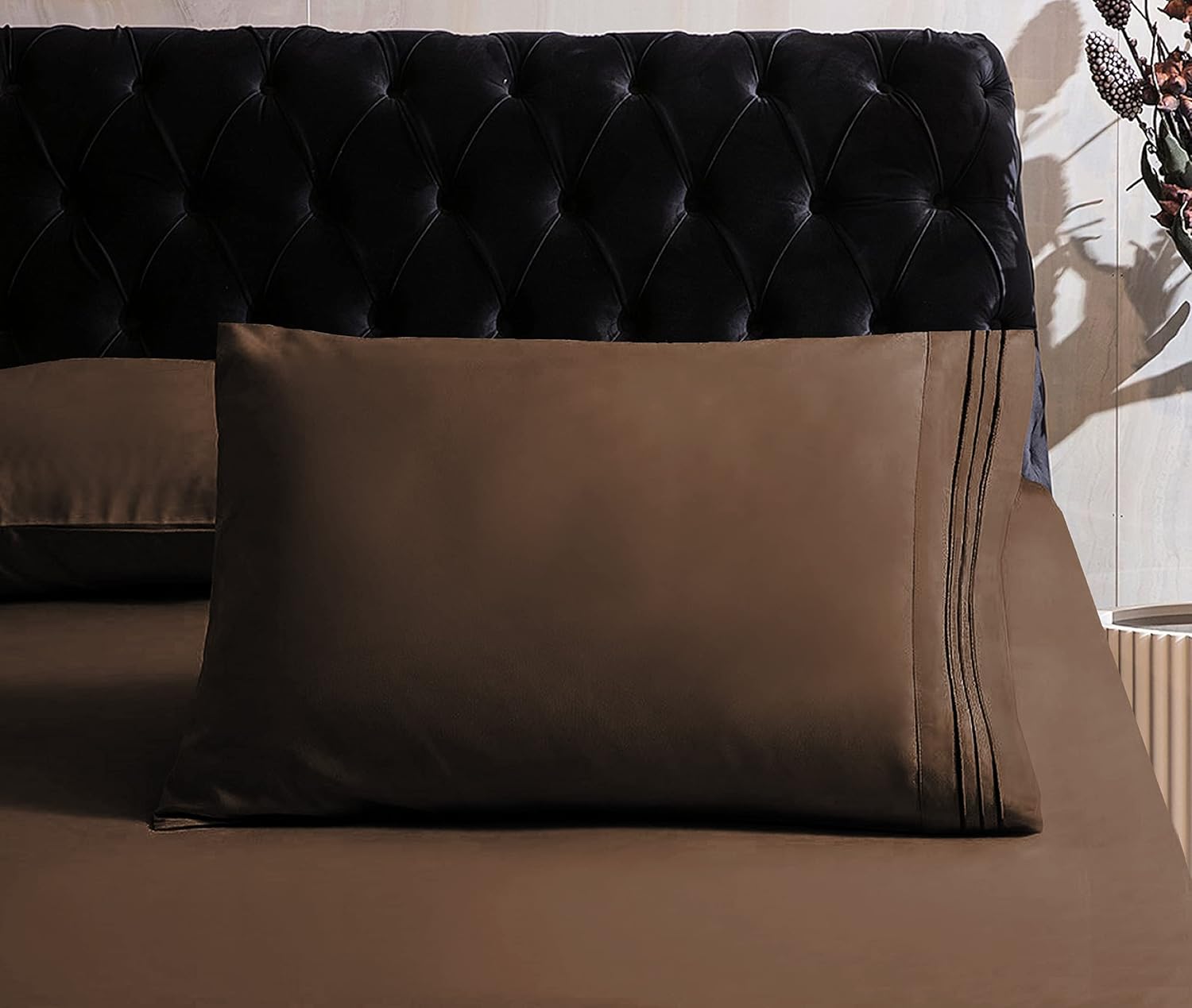 Mocassi Juego de sábanas tamaño matrimonial, sábanas y fundas de almohada de lujo para hotel de 1800 Premier – Sábanas ultrasuaves, transpirables y