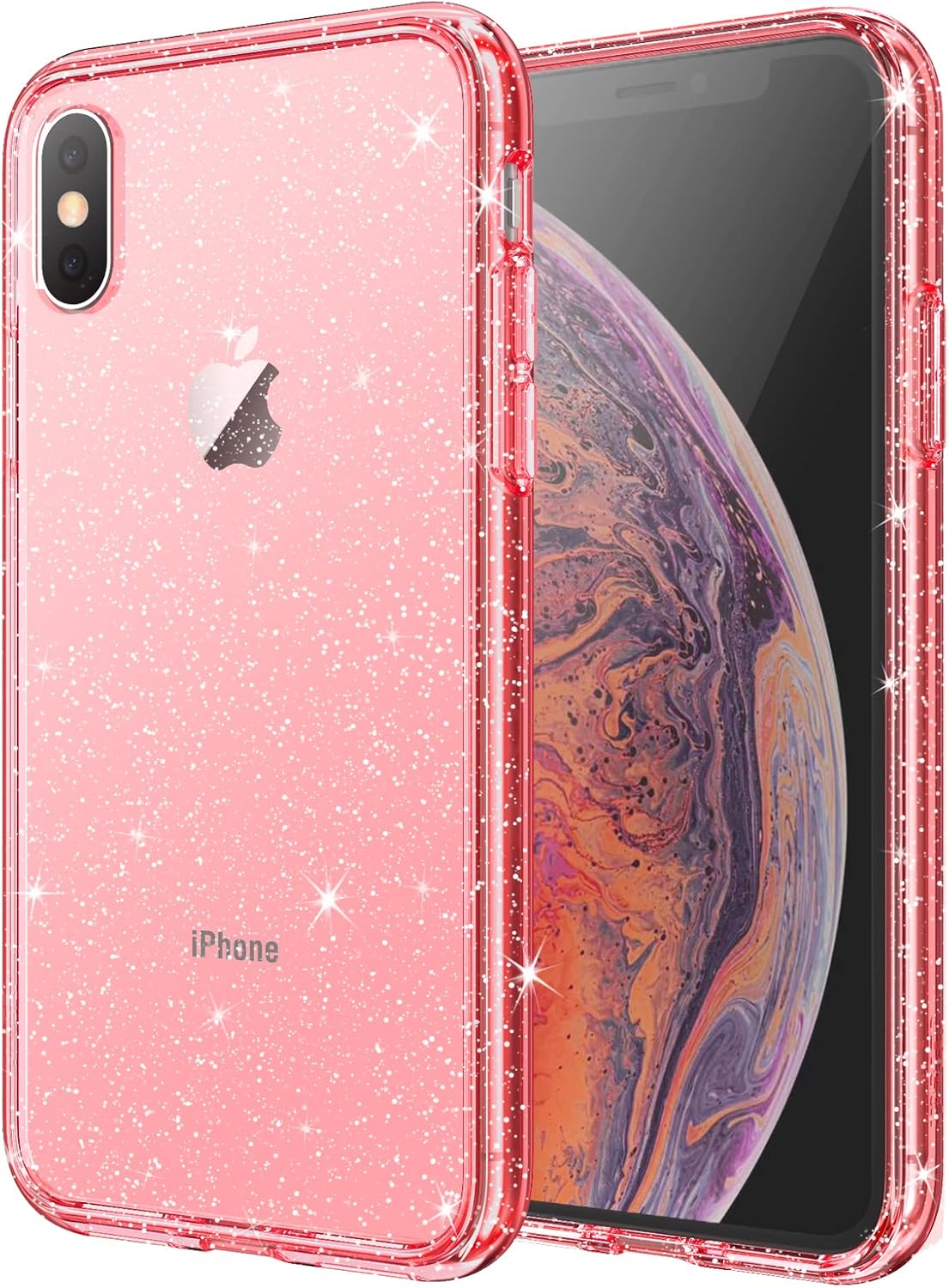 JETech Funda con purpurina para iPhone Xs y iPhone X, 5.8 pulgadas, a prueba de golpes, bonita funda brillante para mujeres y niñas (rojo)