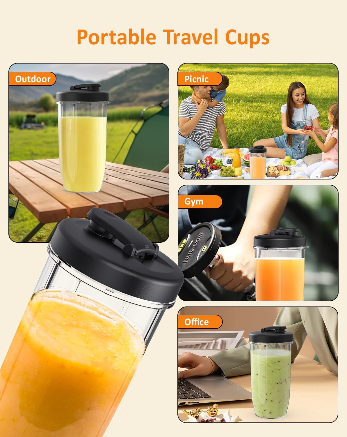 Batidora de batidos, licuadora personal compacta de 850 W, juego de licuadora de jugos, bebidas congeladas, batidos, salsas y más, 2 tazas para