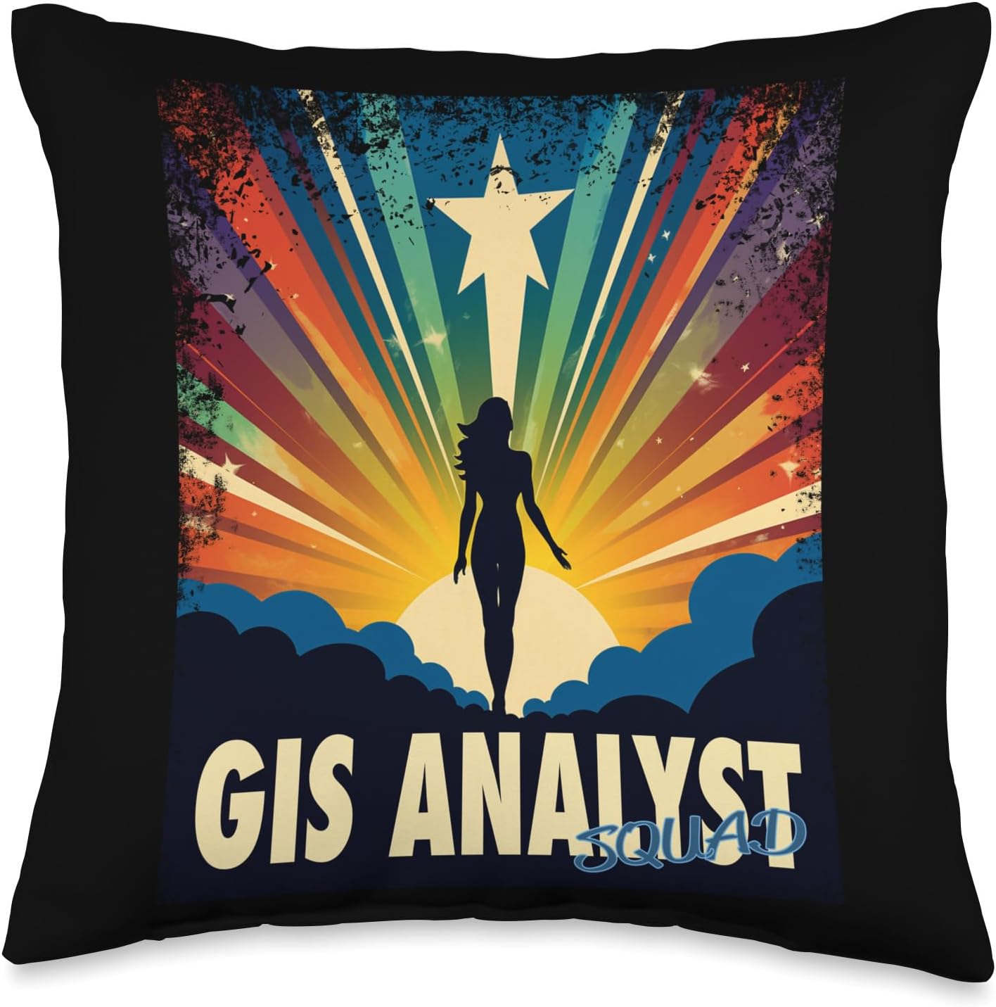 GIS ANALYST Gifts GIS Analyst Funny Female Hero Job Women Throw Pillow, 16×16, Multicolor