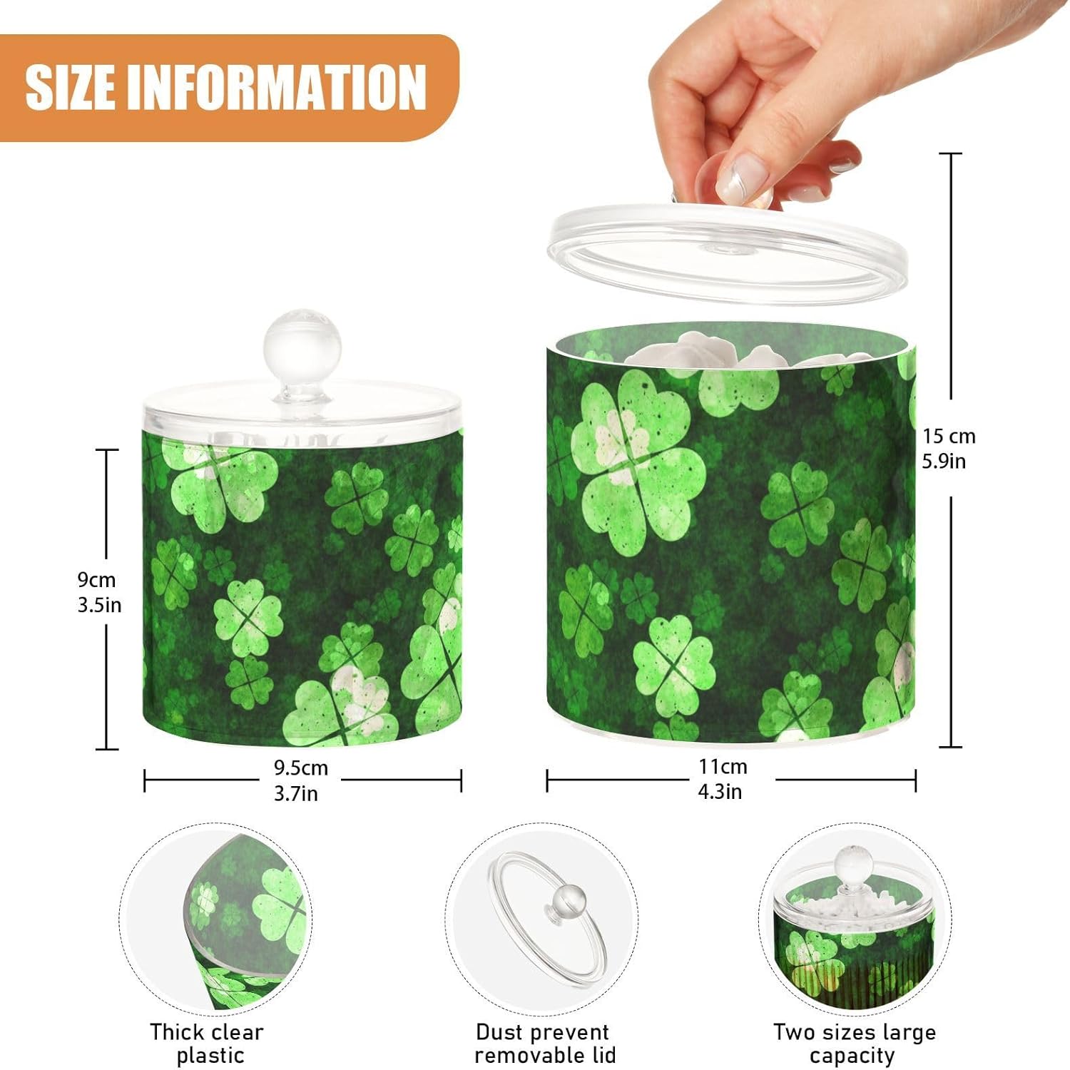 St Patricks Day Jars with Lids Containers Jar Bathroom Storage Containers Canisters Cotton Pad Holder for Dorm Room Essentials for College Students