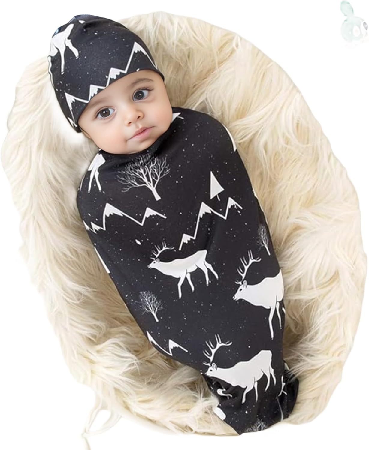 Galabloomer Juego de manta para recién nacido con gorro para bebé niño