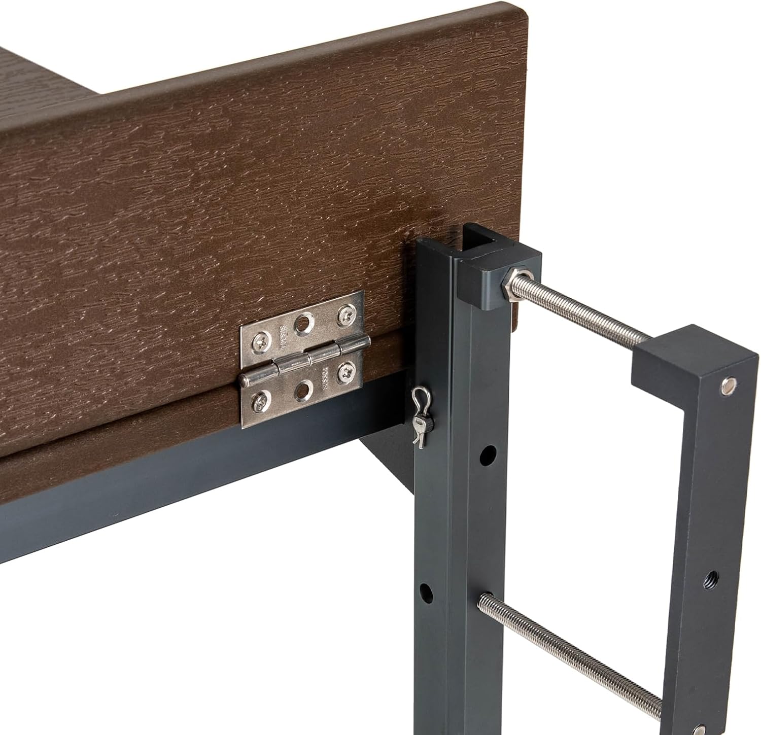 Mesa de bar de balcón para barandillas, mesa de balcón colgante de altura ajustable, mesa colgante plegable para exteriores, mesa de comedor marrón