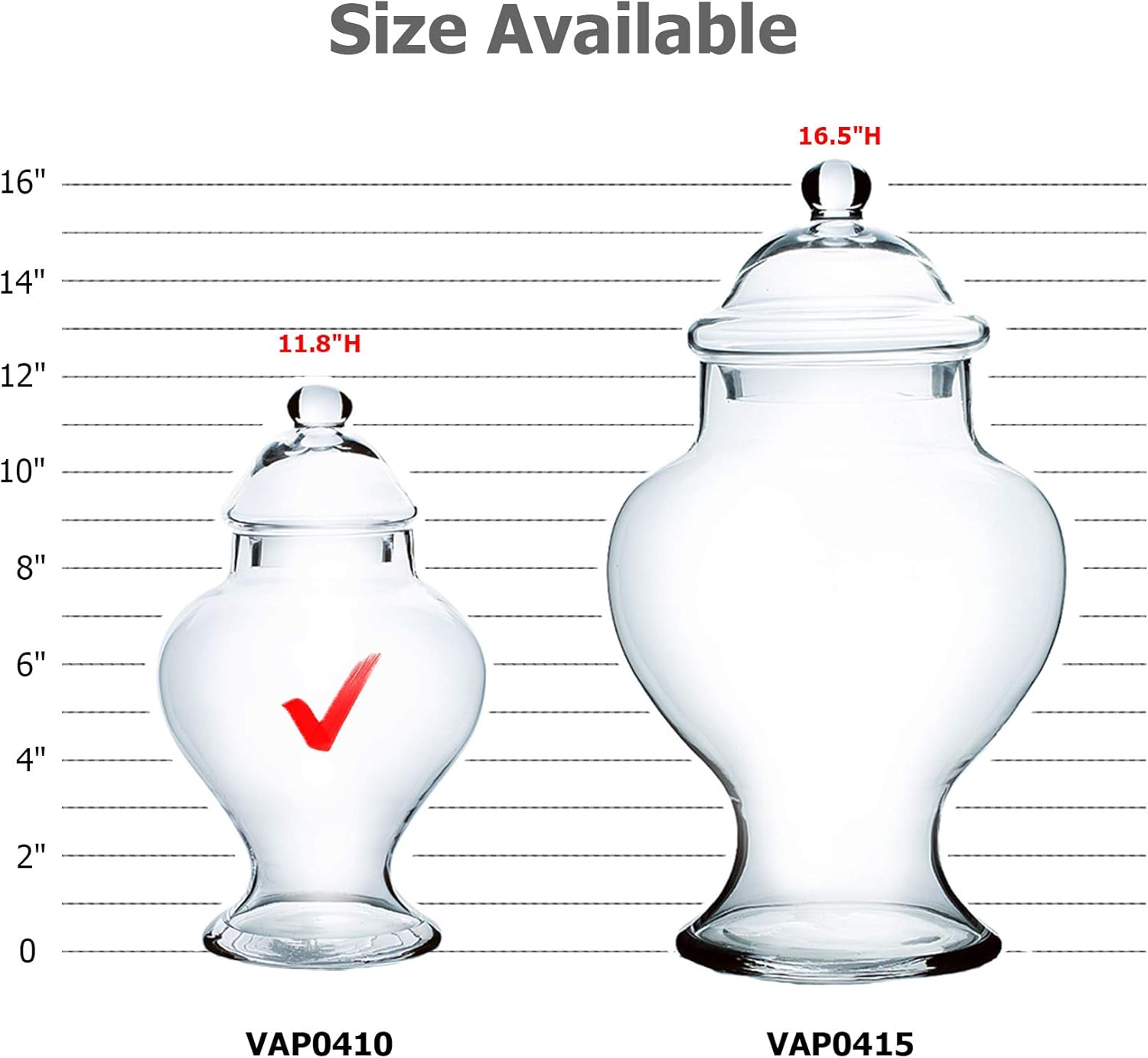 WGV – Tarro de boticario de 6.7 pulgadas de ancho, 12 pulgadas de alto, urna transparente redonda de vidrio, contenedor de almacenamiento de frutas,