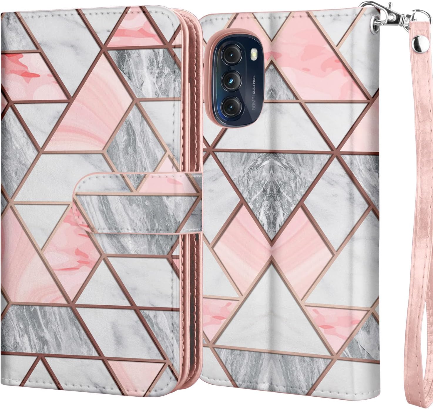 NJJEX Funda tipo cartera para Motorola Moto G 5G 2022, para Moto G 5G 2022, 9 ranuras para tarjetas Funda de piel sintética para tarjetas de crédito