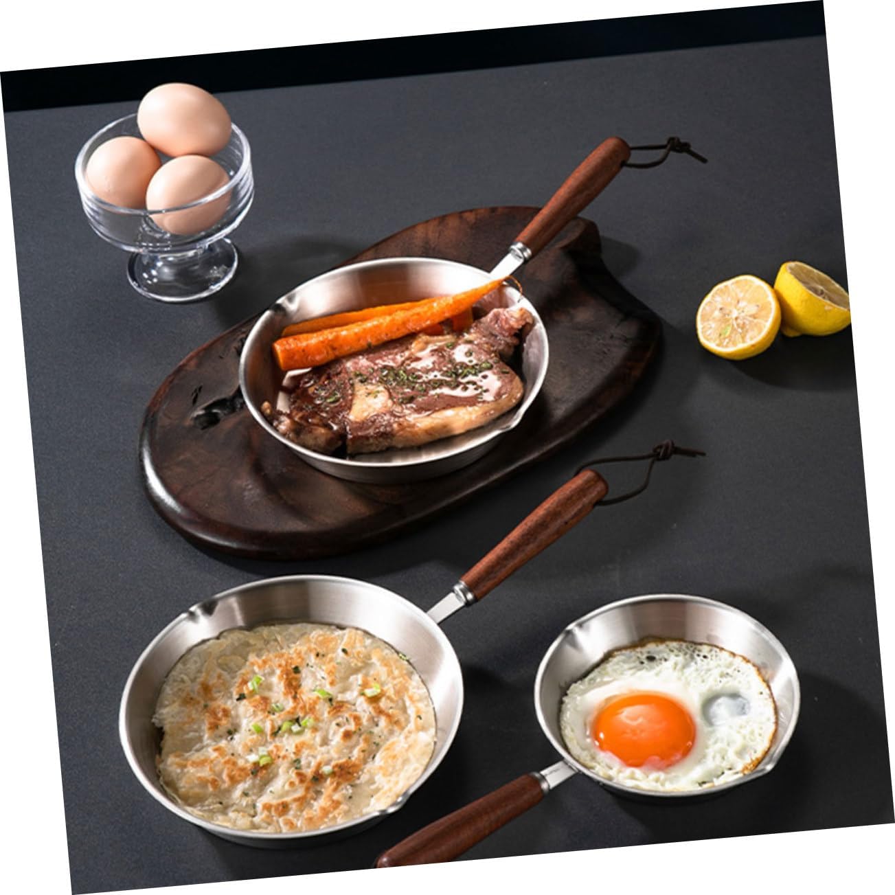 Sartén pequeña para panqueques, sartenes para tortillas, sartén de hierro fundido pre-sazonada, plancha de acero inoxidable, mini wok, utensilios de