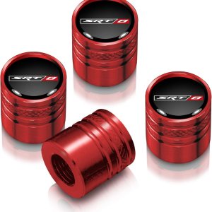 Para SRT-8 – Tapones de vástago de válvula de neumático estilo cilindro de aluminio negro sobre rojo para Dodge Jeep Para SRT-8 – Tapones de vástago de válvula de neumático estilo cilindro de aluminio negro sobre rojo para Dodge Jeep