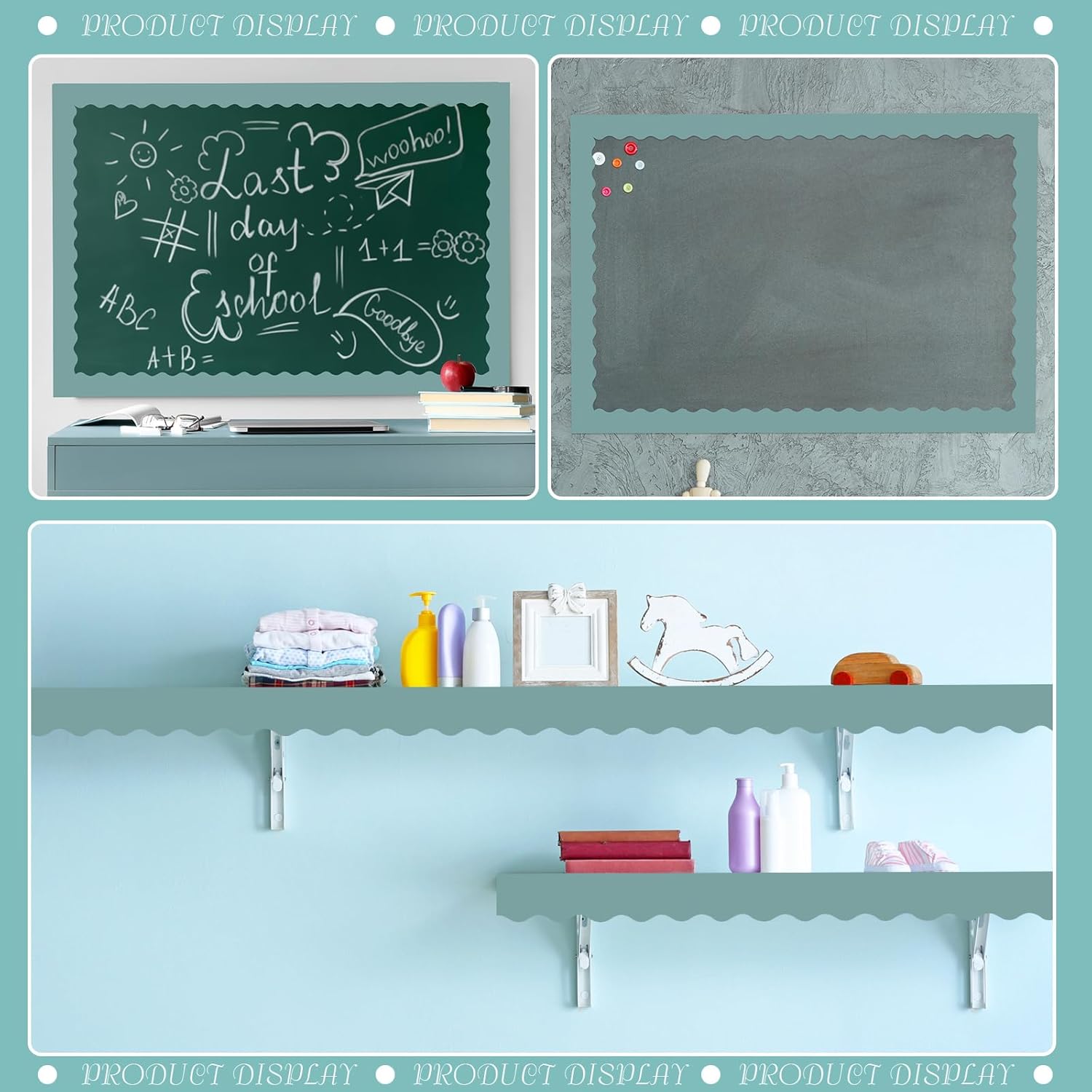 Containlol Bordes para decoración de tablón de anuncios, 118 pies, colorido tablero de anuncios festoneado, bordes de tablero de anuncios para