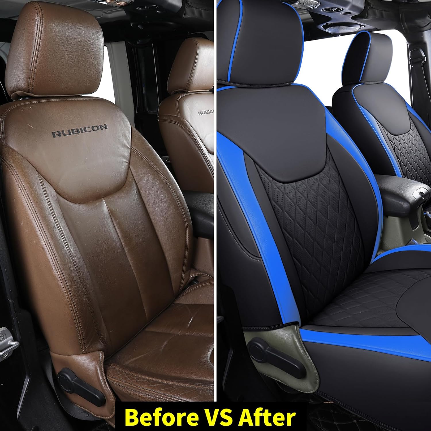 Coverado Jeep Wrangler JK JL – Juego completo de fundas de asiento de automóvil de 4 puertas, fundas impermeables para asientos de automóvil, ajuste