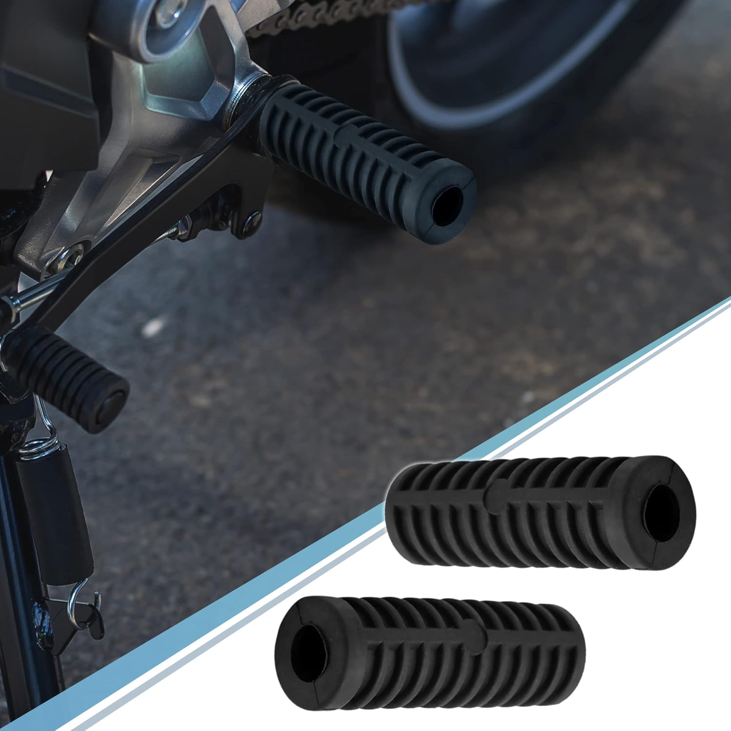 uxcell 1 par 0.591 in goma antideslizante reposapiés pedal pie clavija cubierta Shell negro para motocicleta