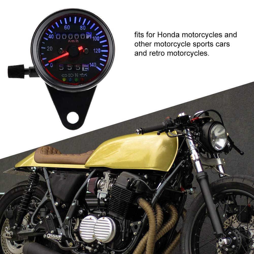 KIMISS Kit de medidor de velocímetro para motocicleta universal de 12 V, retroiluminación LED para motocicleta con doble odómetro y velocímetro,