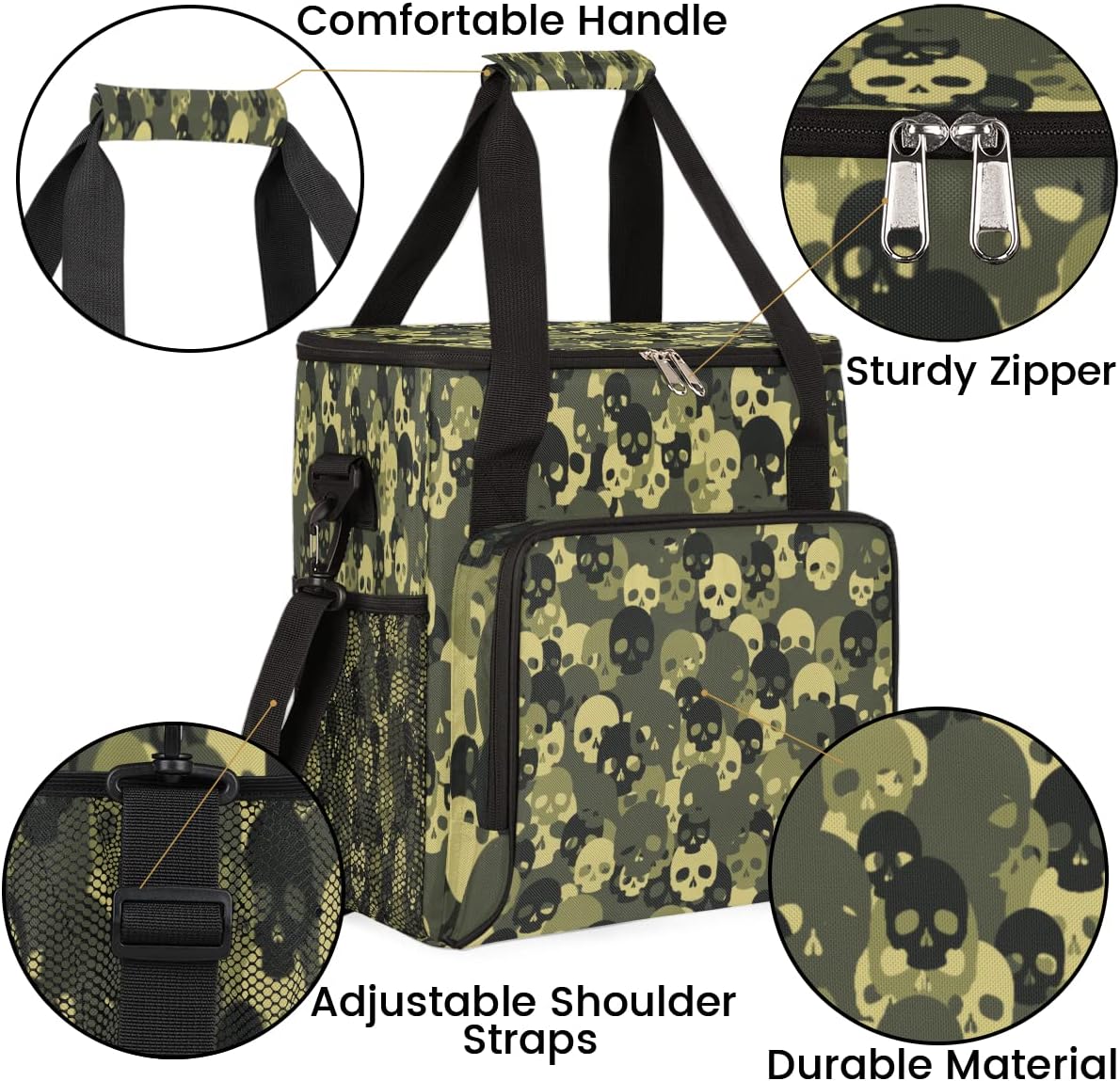 Bolsa de café de camuflaje con diseño de calavera y camuflaje, bolsa de almacenamiento de viaje, compatible con Keurig K-Mini o K-Mini Plus,