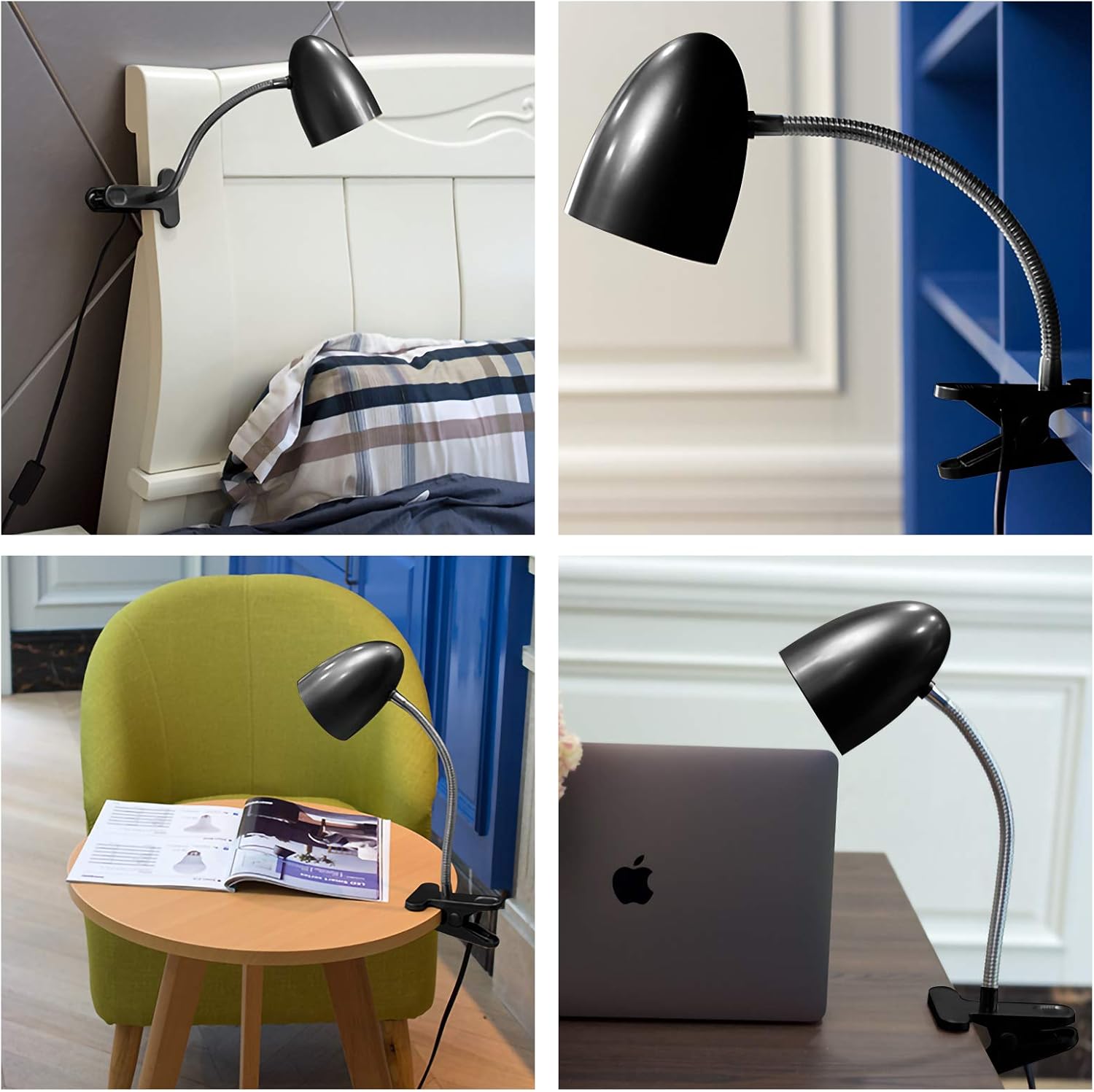 ENERGETIC SMARTER LIGHTING Luz de clip para cama, luz de lectura con clip no regulable para cama, 4000 K blanco frío, lámpara de escritorio de 3.5 W