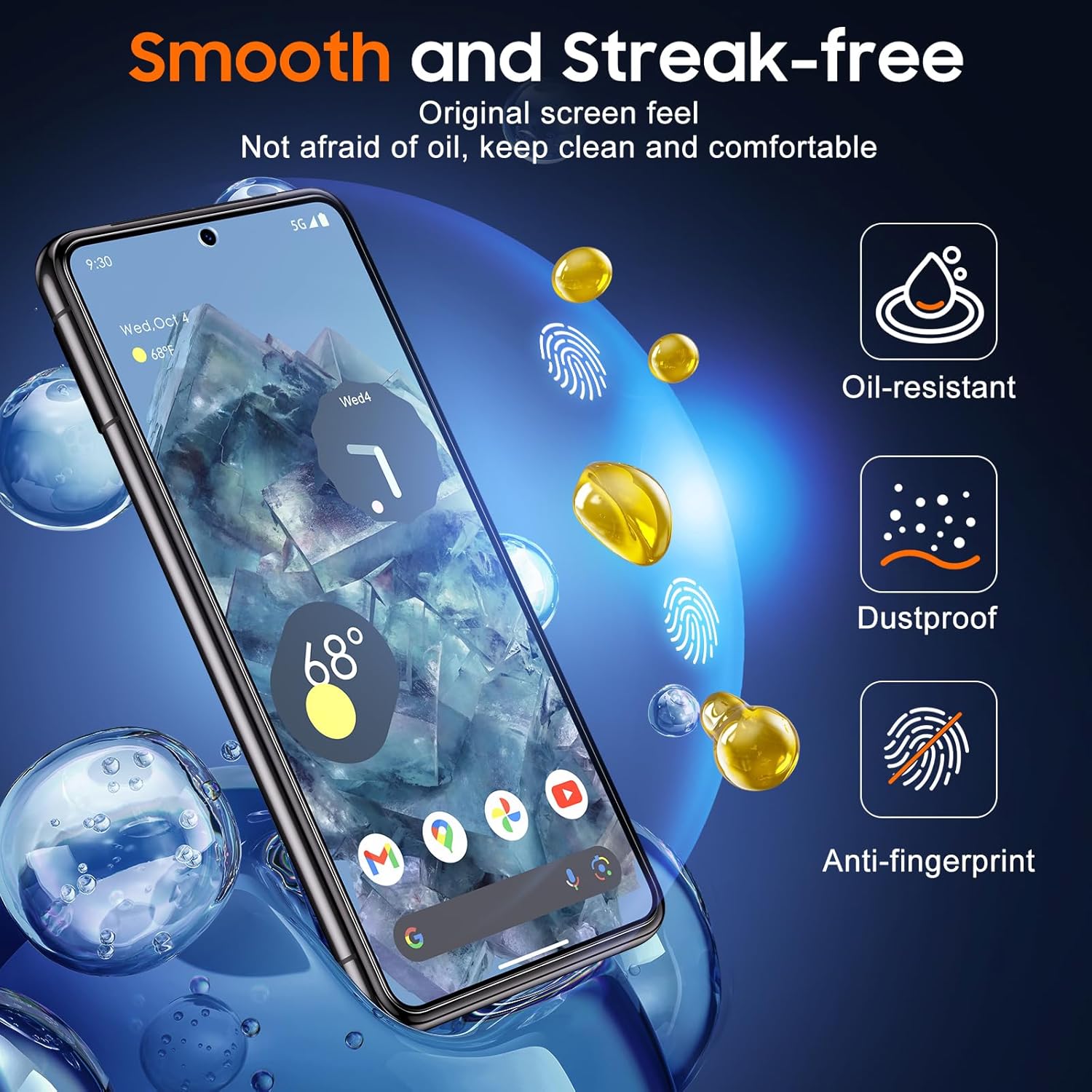 Uyiton Protector de pantalla para Google Pixel 8 Pro, 10X inastillable, antiluz azul con marco de instalación compatible con fundas dureza 9H,