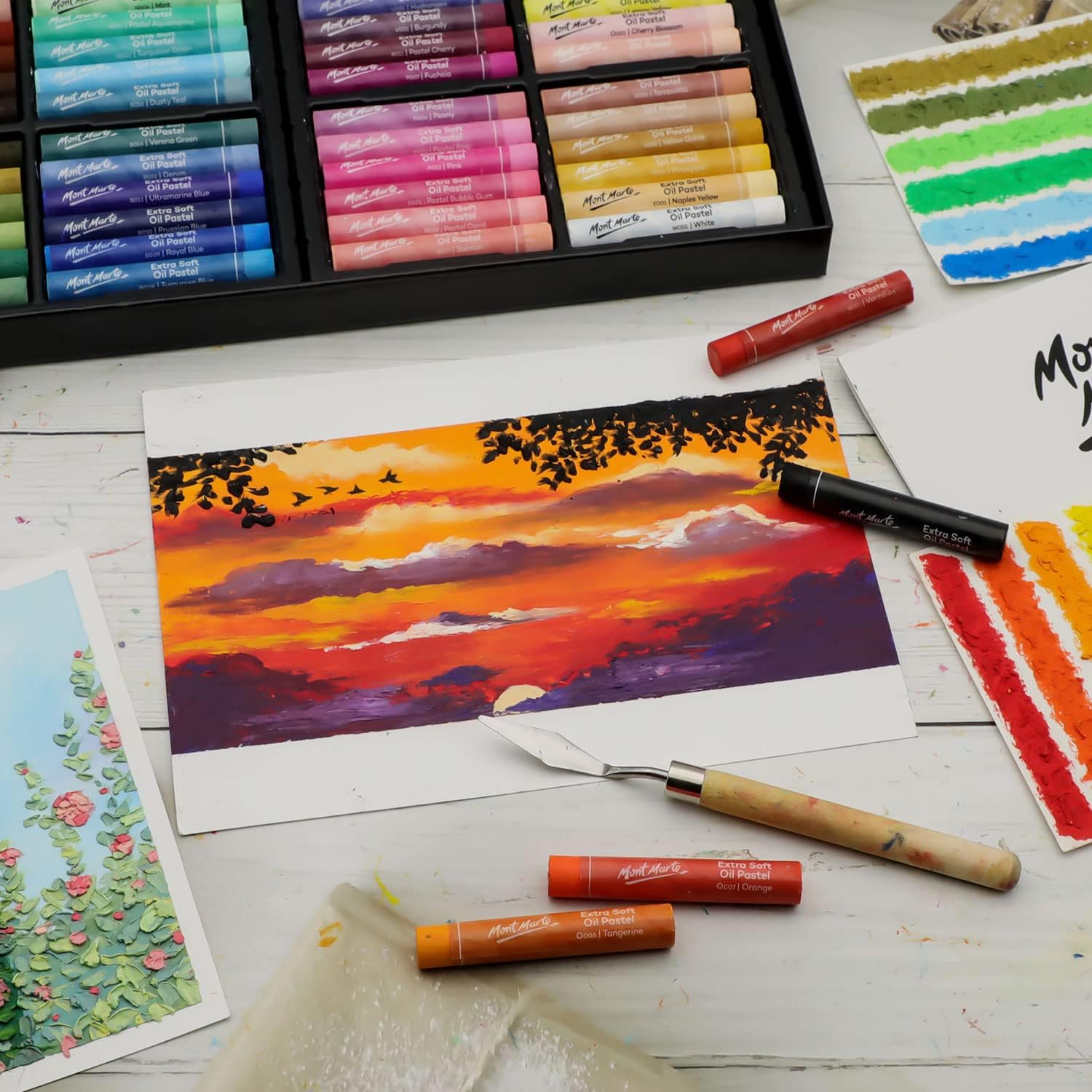 MONT MARTE Pasteles al óleo extrasuaves, colores brillantes surtidos, vibrantes y mantecosos, versátiles para mezclar, capas y sombreado, ideales
