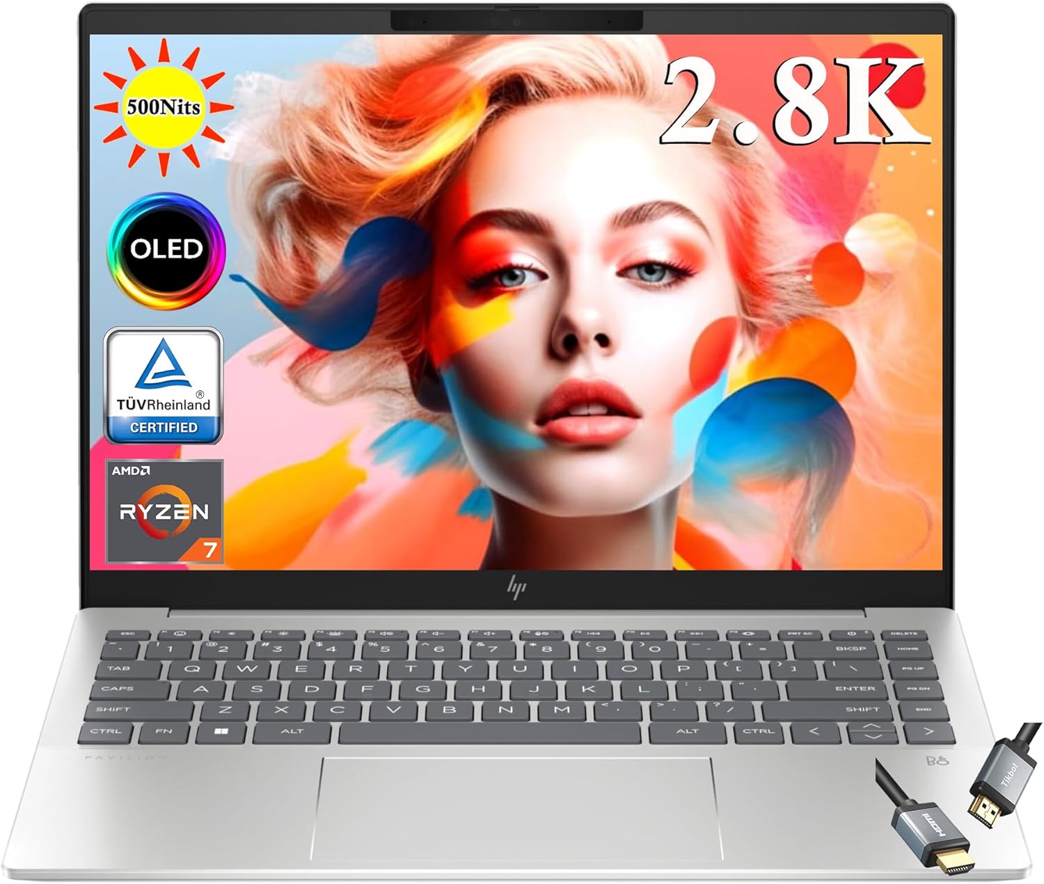 HP Pavilion Plus – Laptop OLED de 14 pulgadas, 2.8 k (2880 x 1800) 120 Hz 500 Nits – TÜV – AMD Ryzen 7 7840U (Beats i5 12500H) – Wi-Fi 6E – KB