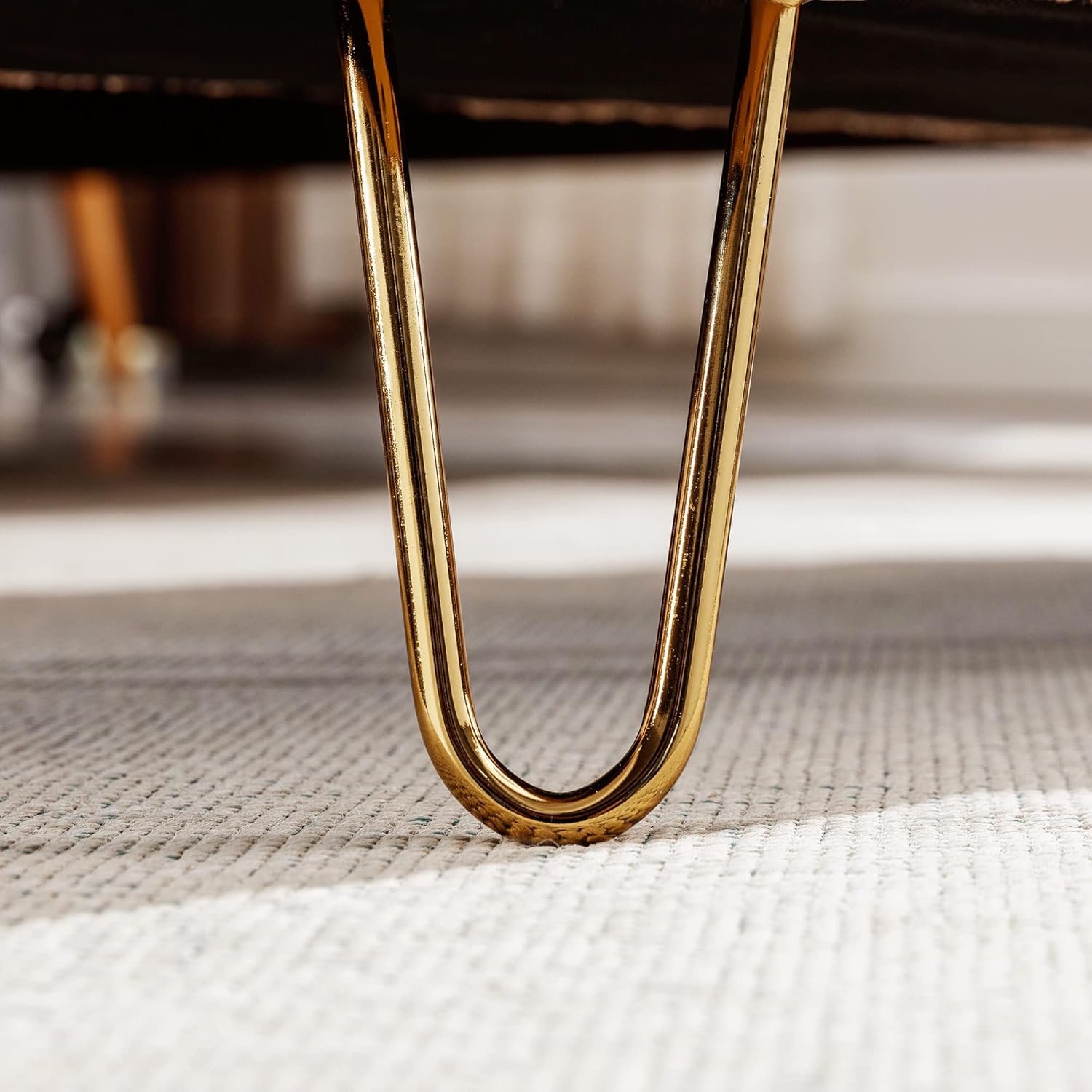 TTK Otomana con almacenamiento para dormitorio, moderno banco otomano de piel sintética con patas de metal dorado, banco largo de sherpa para