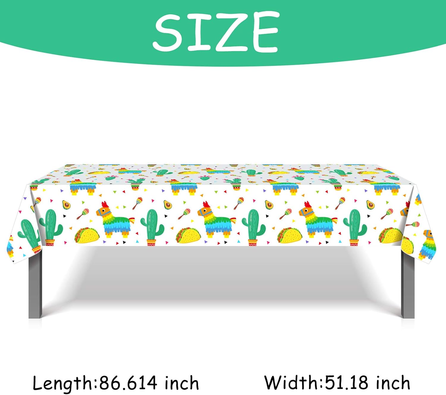 3 manteles de decoración de mesa del Cinco de Mayo, suministros para fiesta de cumpleaños mexicana, accesorios de regalo, cactus y tacos de plástico