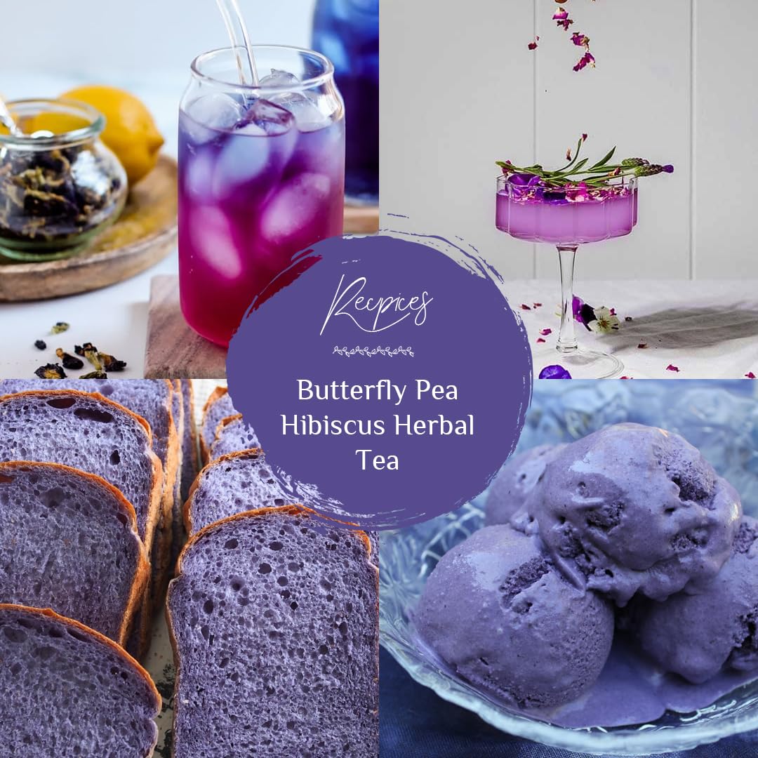 BLUE TEA – Té de hierbas de hibisco y guisantes mariposa – 30 bolsas de té  Regalo para el día de la madre  Super antioxidante  Sin cafeína  Bolsa