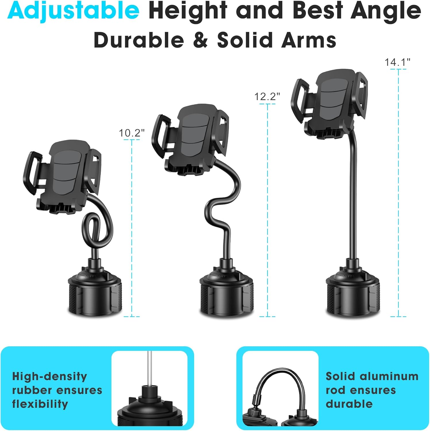Soporte de teléfono para automóvil, soporte para teléfono celular, soporte universal ajustable de cuello de cisne para coche, camión, compatible con