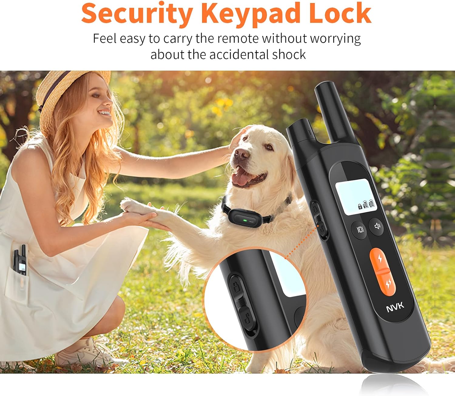 NVK Collar de choque, collar de entrenamiento para perros con control remoto para perros medianos y grandes, collar de choque recargable con choque,