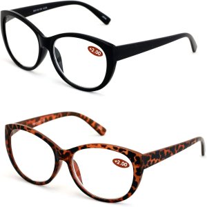 2 pares de anteojos de lectura de lujo para mujer, diseño de ojo de gato vintage Jackie ovalado 2 pares de anteojos de lectura de lujo para mujer, diseño de ojo de gato vintage Jackie ovalado