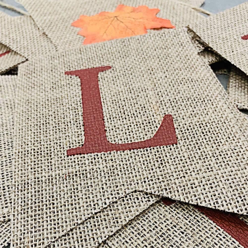 Cartel de arpillera con texto en inglés Thankful de otoño con hojas de arce rústicas para repisa, chimenea, colgar en la pared para bienvenida,