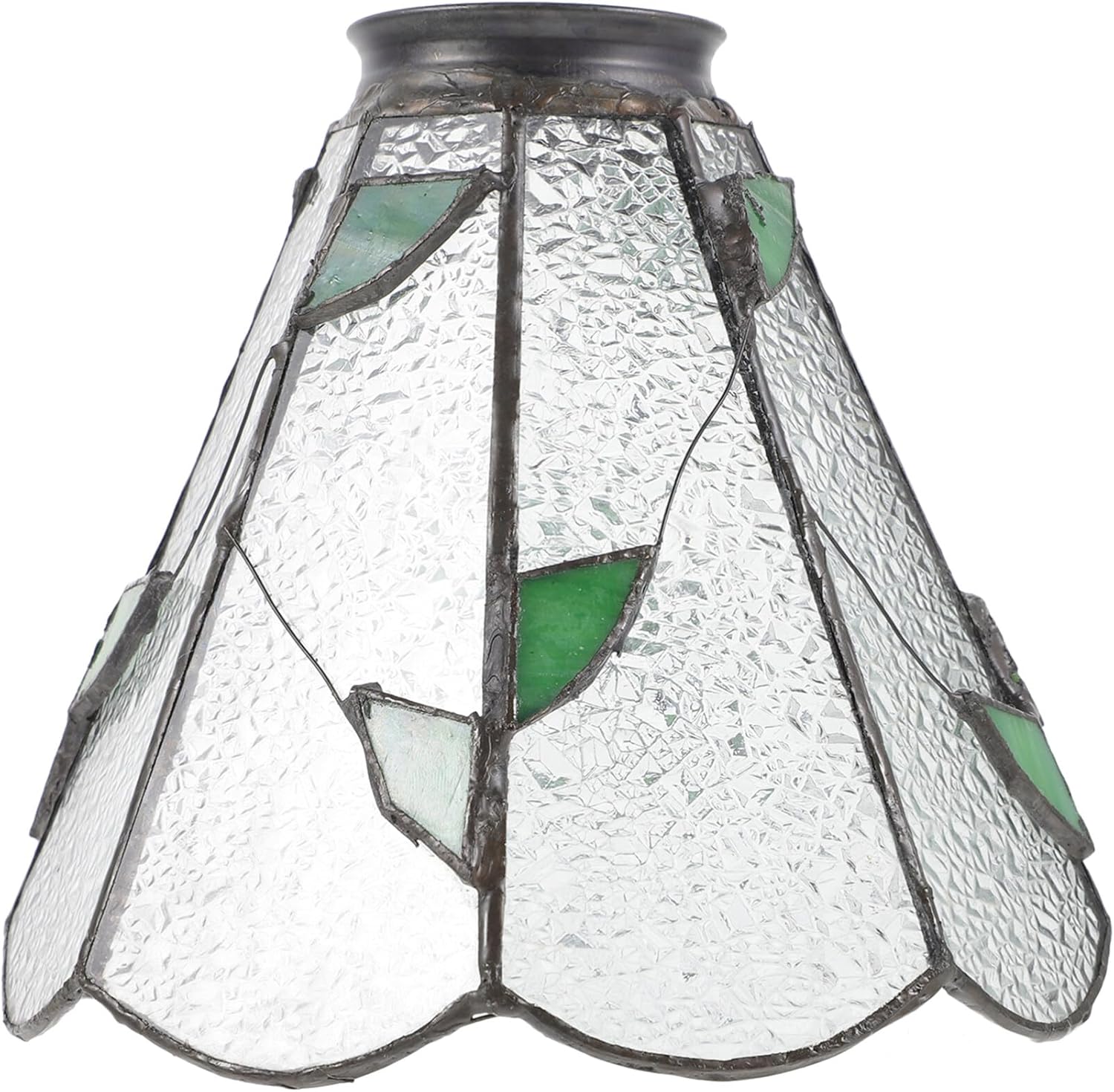 Pantalla de cristal de vitral, pantalla de lámpara de araña con forma de flor de loto, pantalla de lámpara de mesa de vidrio estilo flor, pantalla