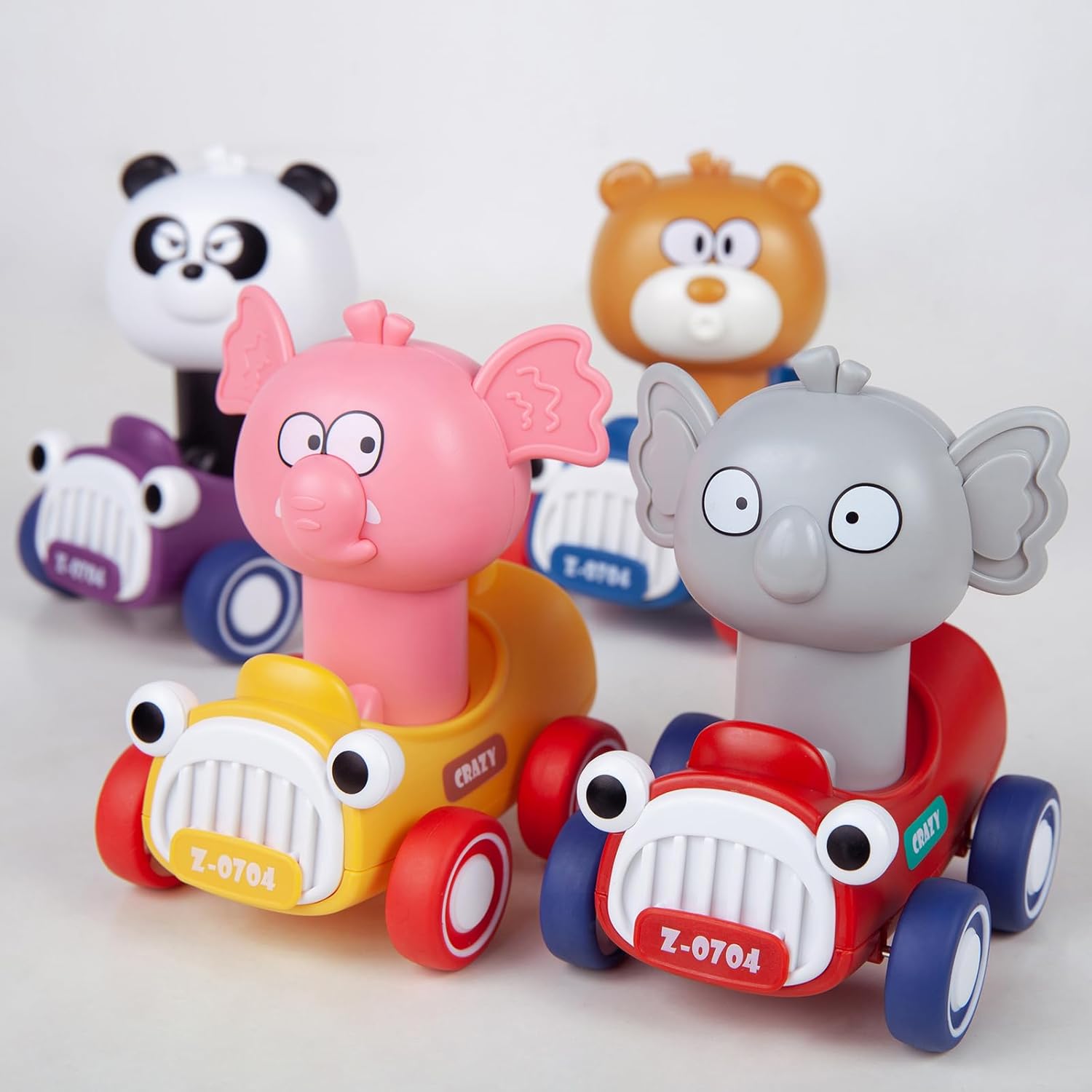 Coches de juguete de animales para niños de 1, 2, 3 años, regalo de cumpleaños para niños pequeños de 1 a 3 años, autos de juguete de tracción hacia