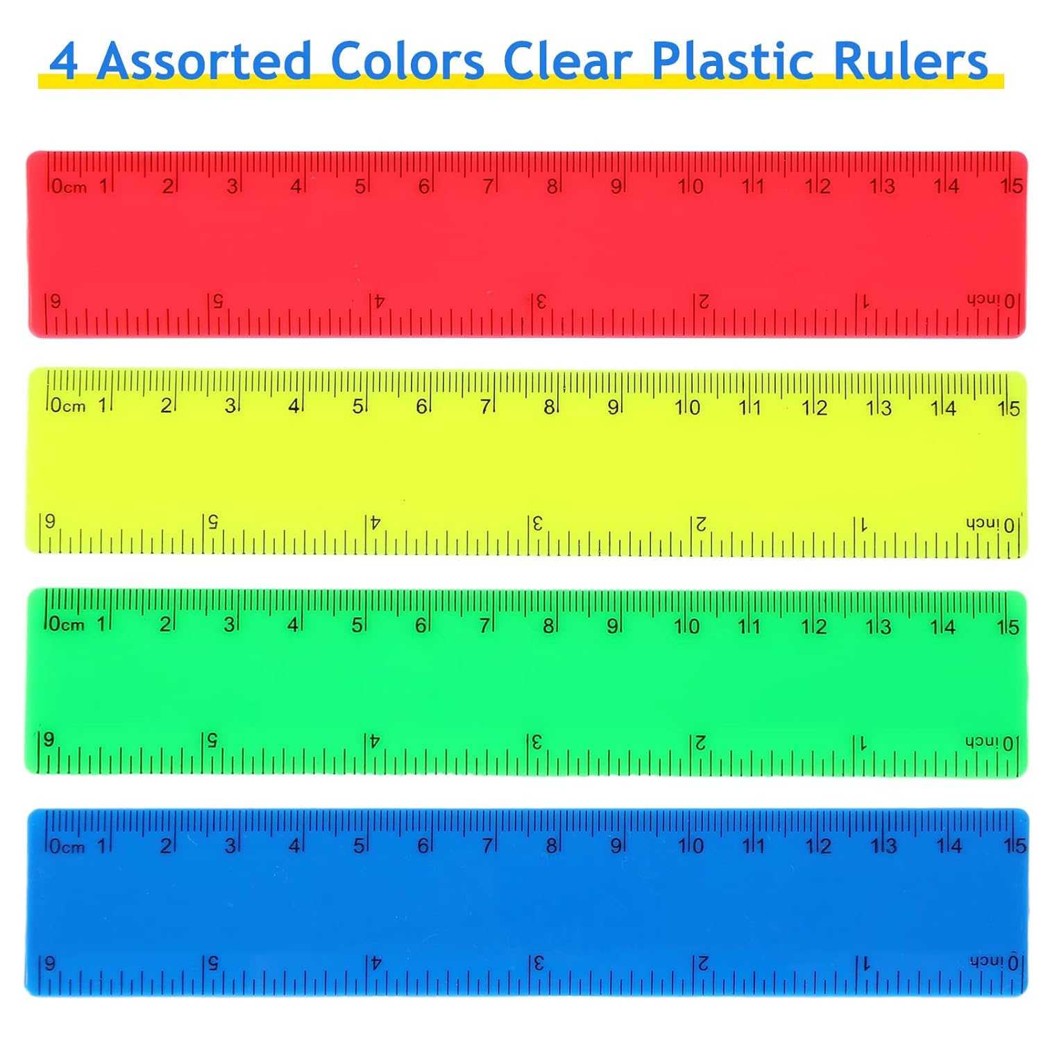 100 reglas flexibles de plástico a granel de 6 pulgadas con pulgadas y centímetros, regla pequeña de medición recta, herramientas de dibujo para