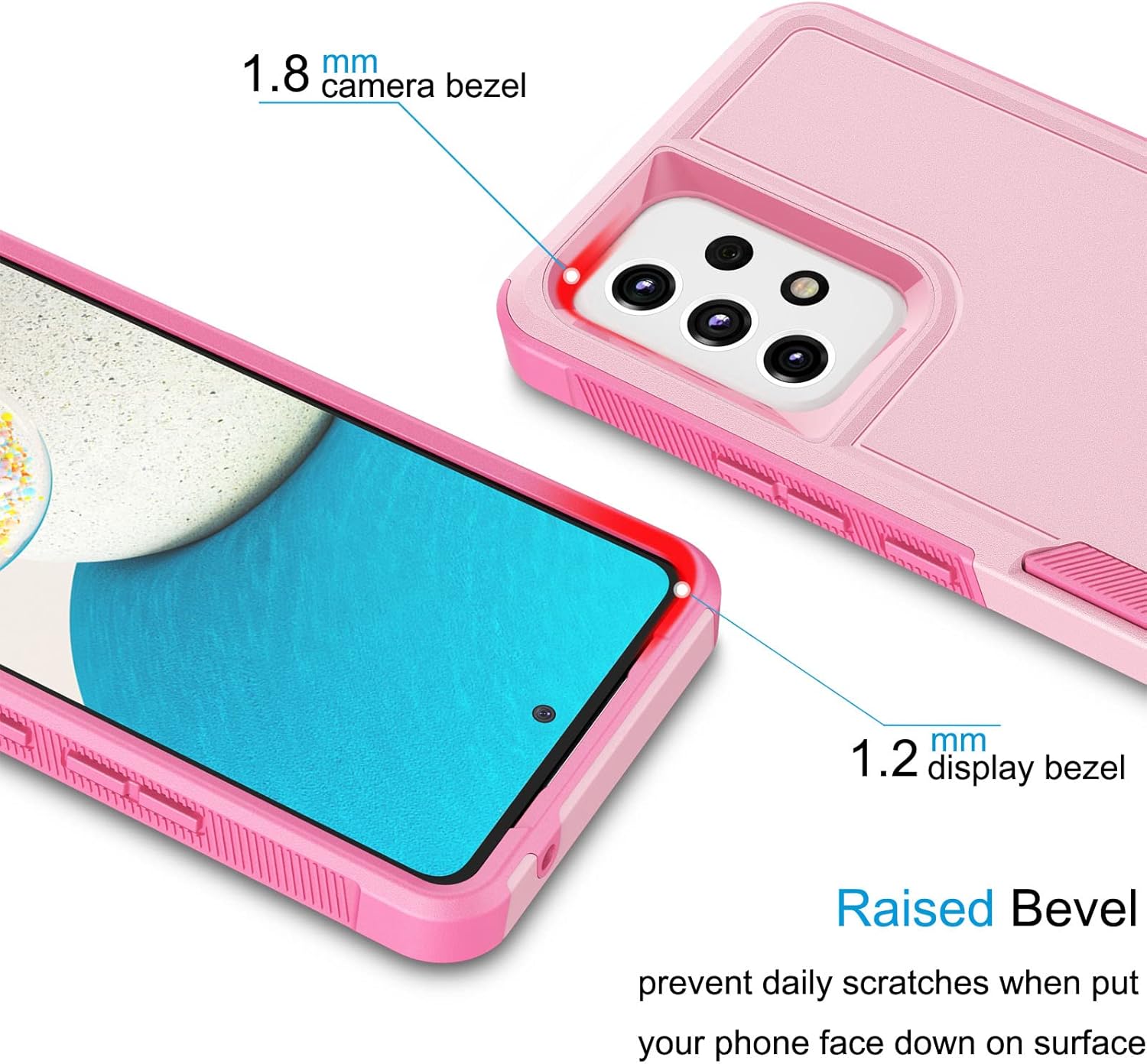 Tekcoo Funda para Galaxy A53 5G  SM-A536  2 protectores de pantalla de vidrio templado  Parachoques texturizados antideslizantes prueba de caídas de