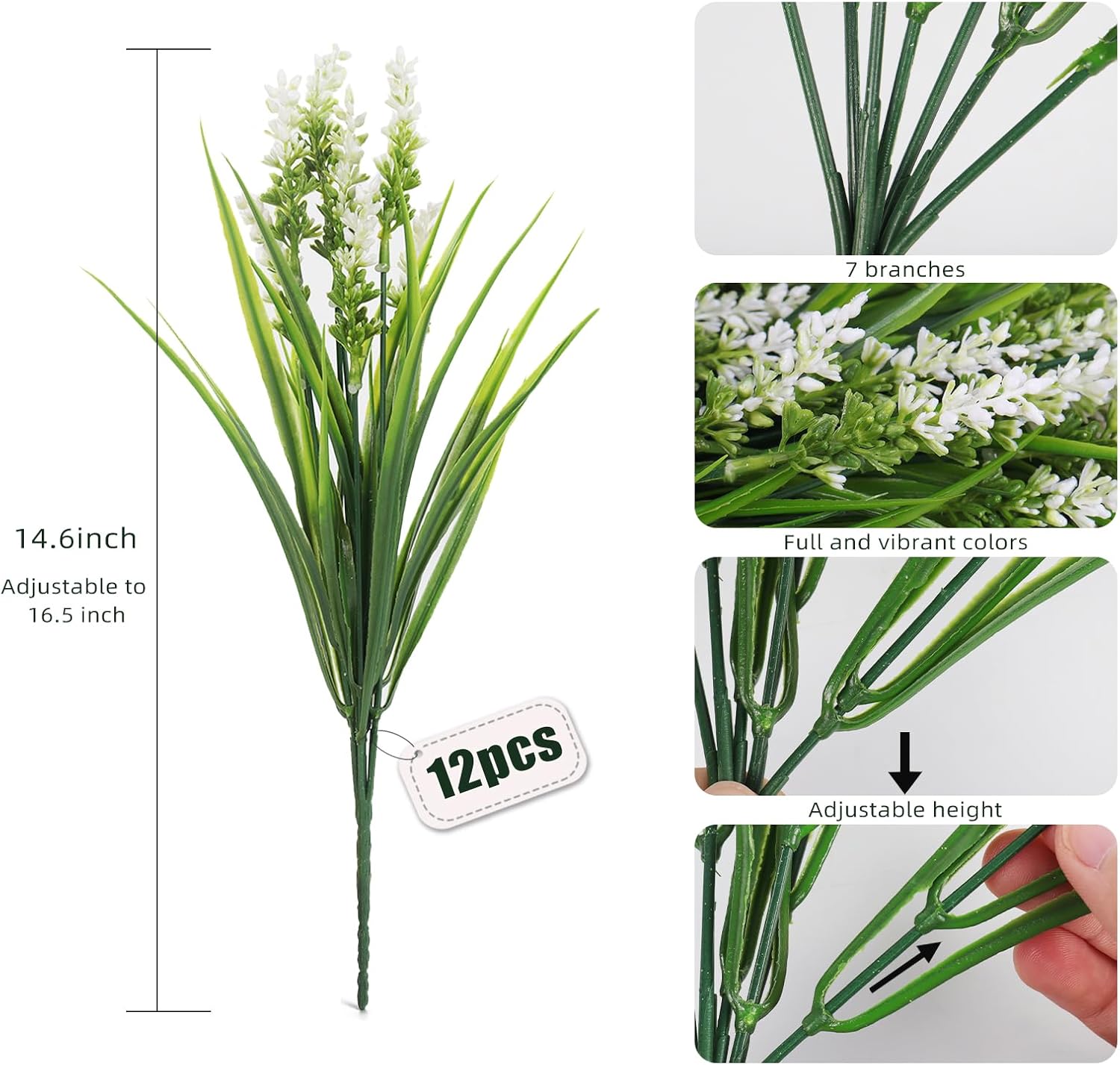 RECUTMS Plantas y flores artificiales para exteriores, flores artificiales para exteriores, plantas falsas para exteriores, flores resistentes a los