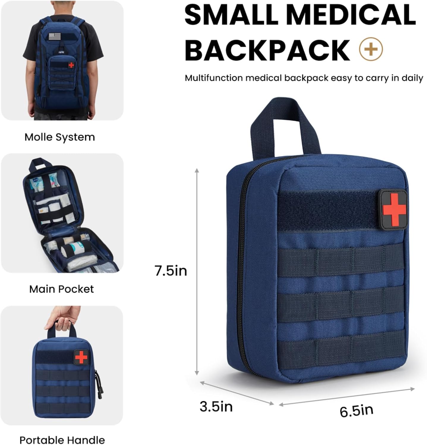 G4Free Mochila táctica militar 45L 3 días de supervivencia de asalto Molle Pack para senderismo, camping, viajes, Azul oscuro, Mochilas de mochila