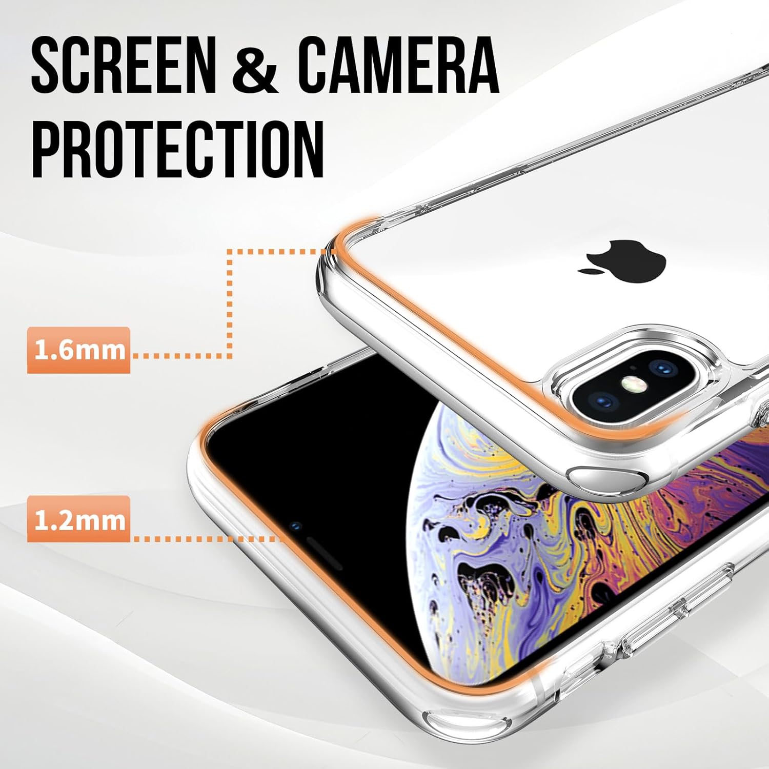 Funda para iPhone X con soporte transparente, iPhone Xs con soporte, funda transparente fina para iPhone X, 5.8 pulgadas