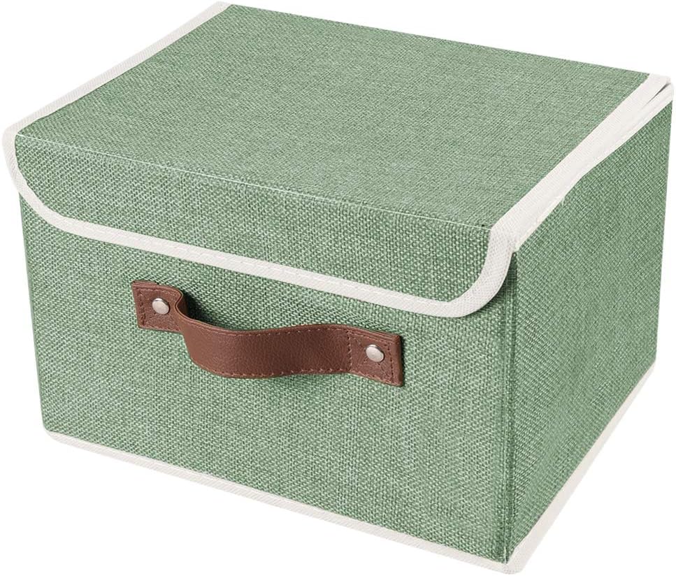 Cajas de almacenamiento con tapas, paquete de 2 cajas de almacenamiento decorativas plegables de tela, cubos de almacenamiento con tapa para