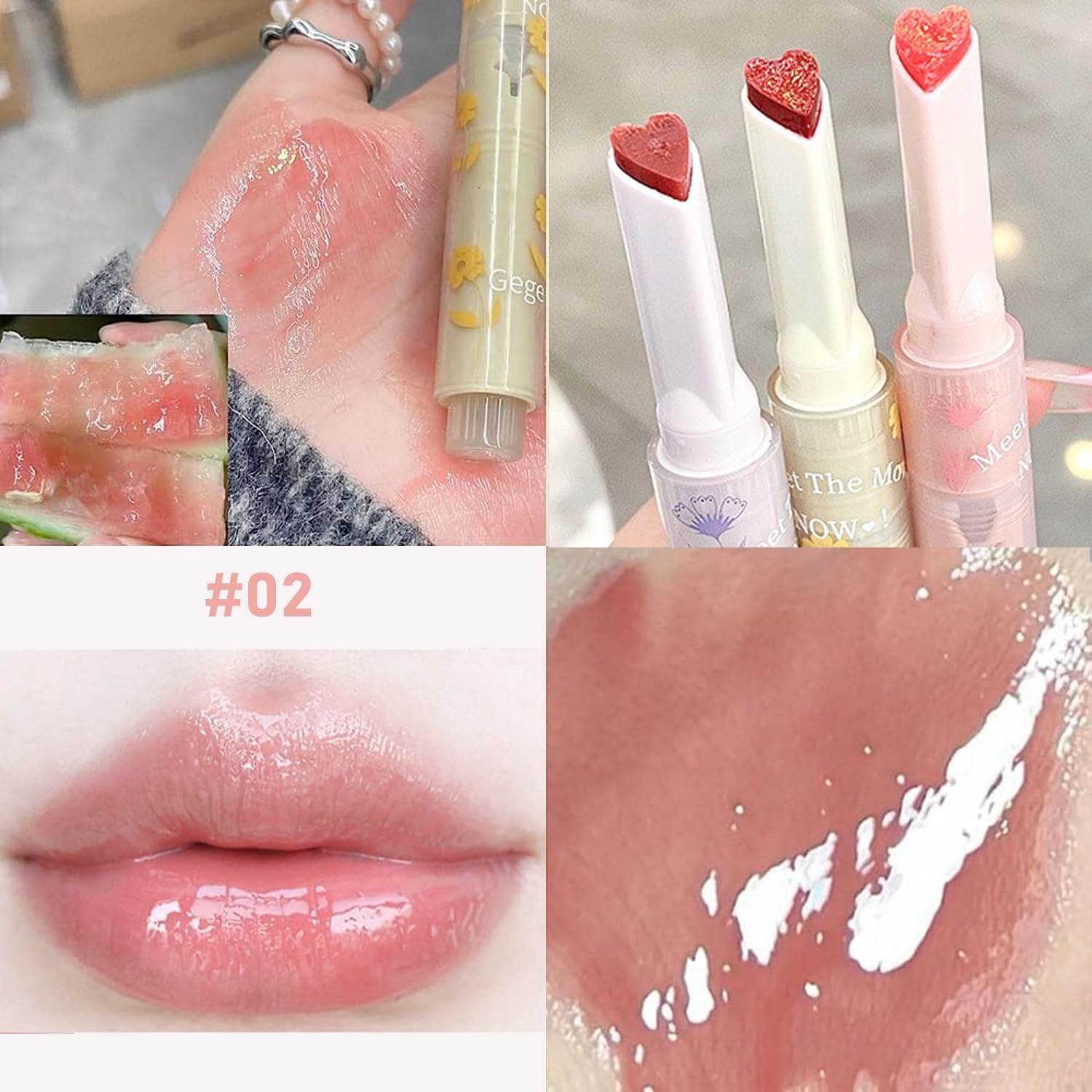 Lápiz labial Heart Jelly, brillo de labios en forma de corazón, bálsamo fundido tintado, esmalte labial hidratante de larga duración, maquillaje de