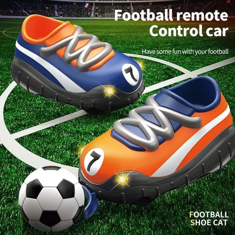 2.4G – Zapatos de fútbol con control remoto para niños con luces LED, juguetes educativos interactivos (naranja y azul, juego de dos coches)