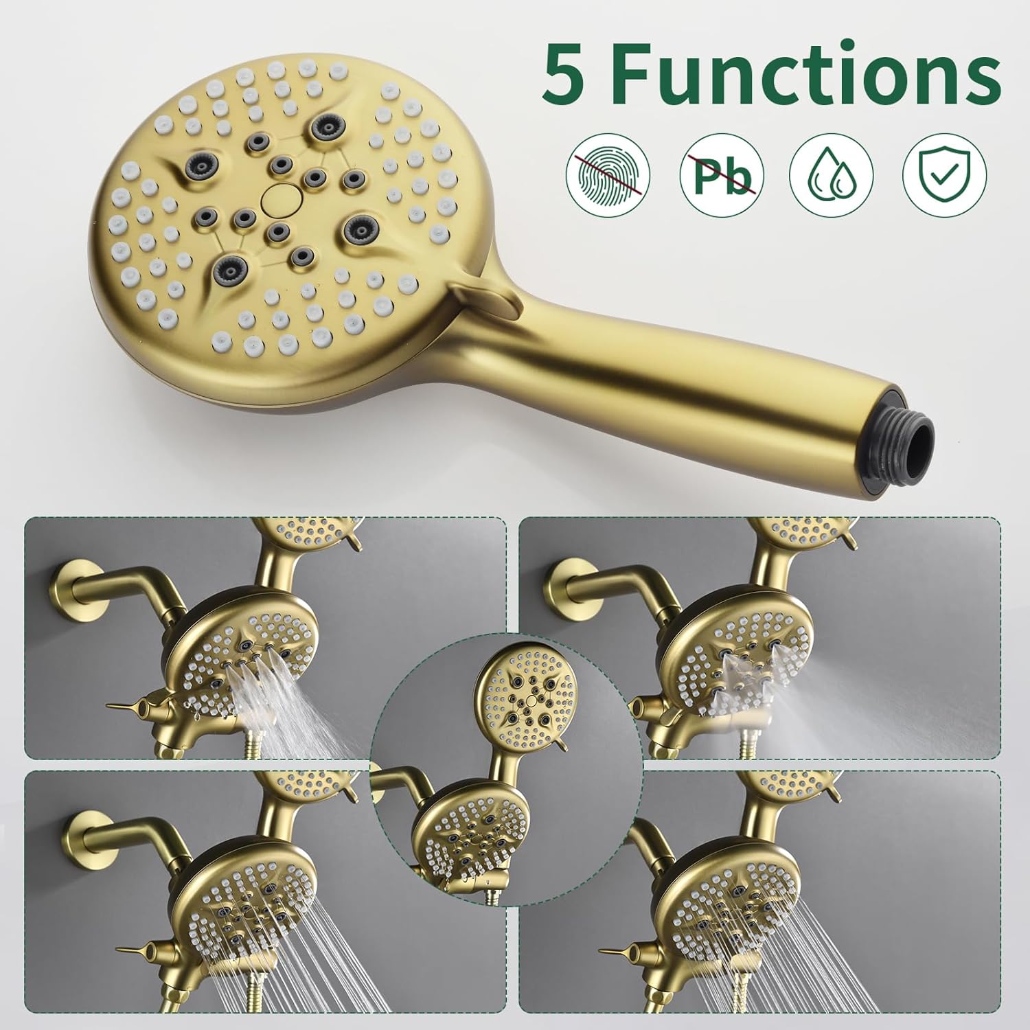 Juego de grifo de ducha de 3 manijas, sistema de ducha con boquilla de bañera, juego de grifo de bañera, juego combinado de cabezal de ducha,
