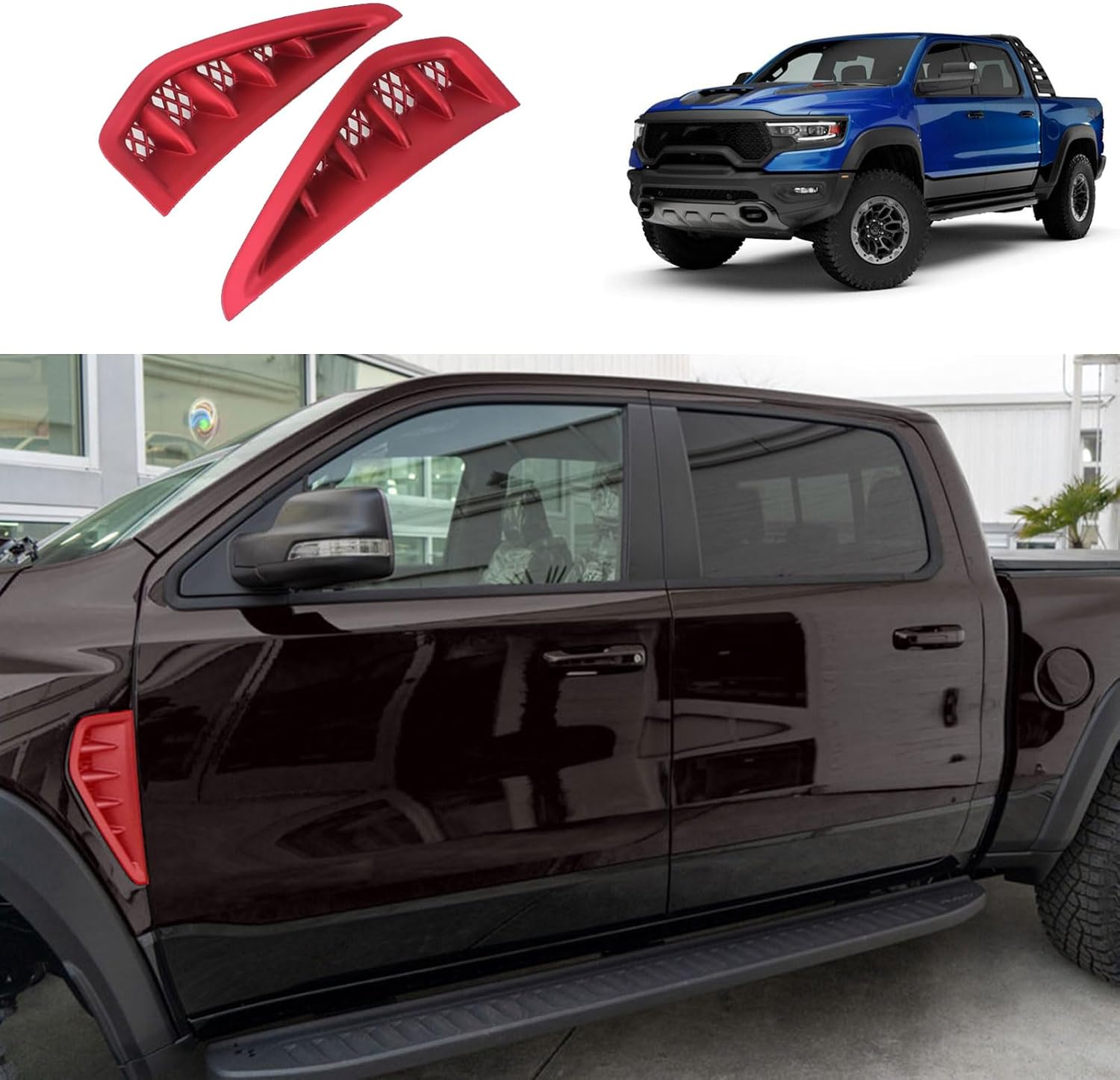 TUBAIZAI Accesorios de coche compatibles con Dodge Ram 1500 TRX 2023 2024 Cubierta de ventilación lateral de guardabarros, decoración lateral de
