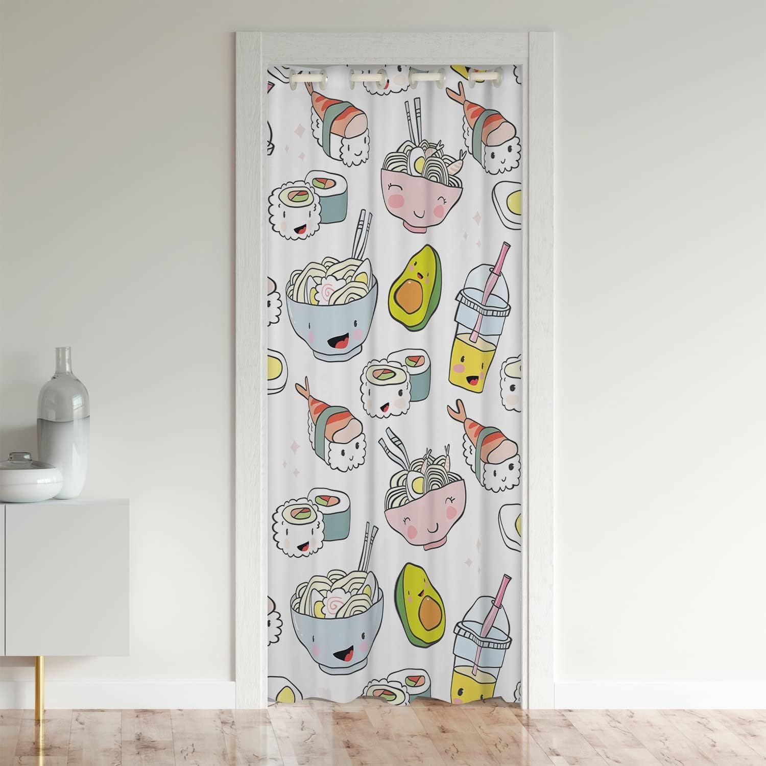 Cortina de puerta de sushi para puerta, 34 x 80 pulgadas, estilo kawaii, estilo kawaii, para puerta de armario, cortina de estilo japonés, cortina