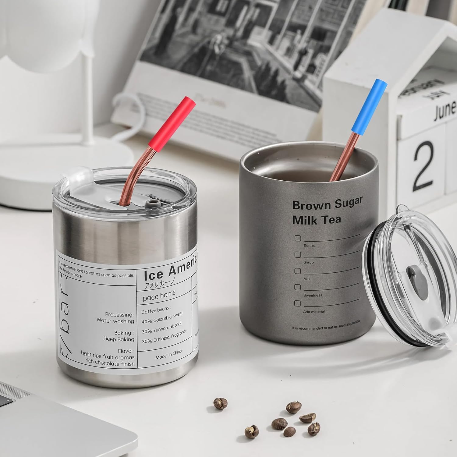 Pajitas de acero inoxidable de repuesto para la serie Yeti Rambler y vasos simples modernos de 2030 onzas, 16 popotes de metal reutilizables con