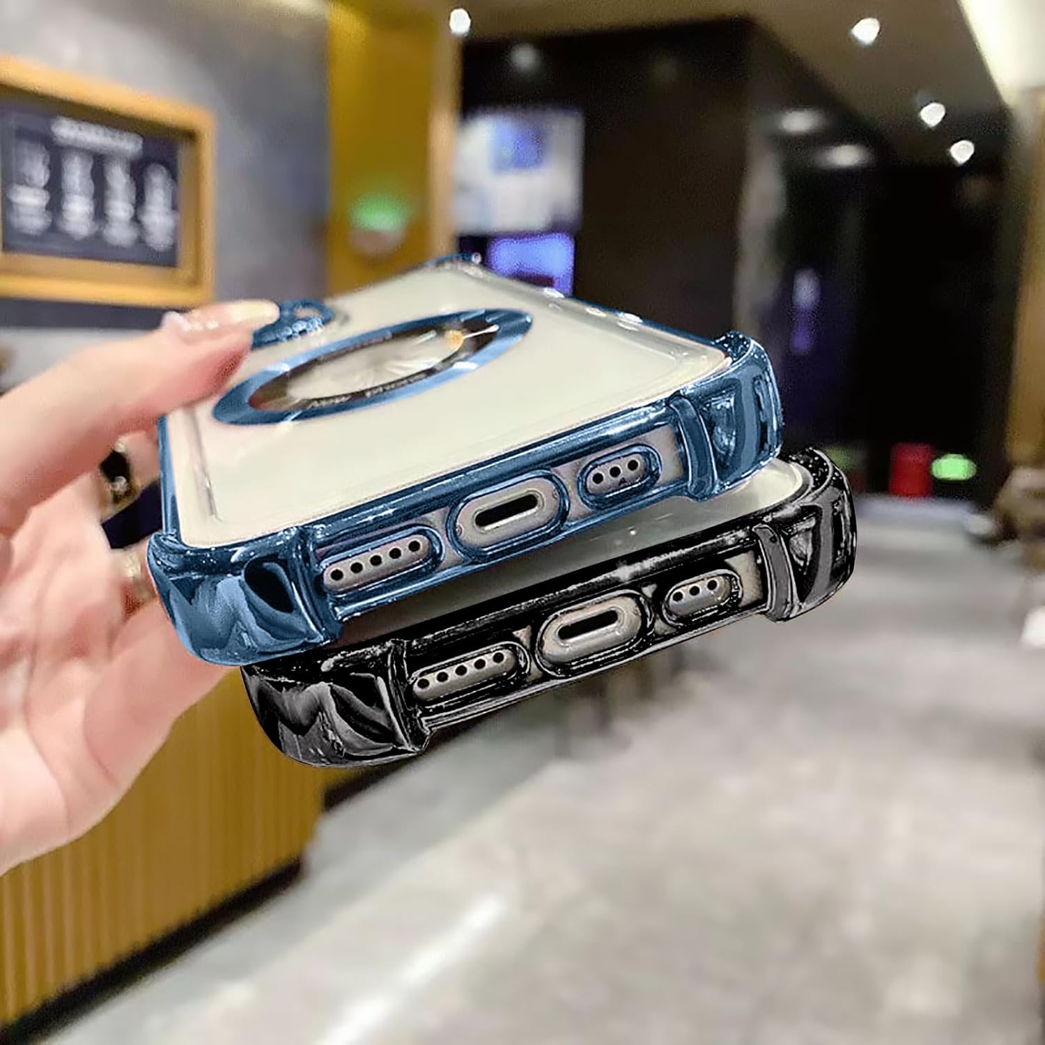 Eiyikof Funda magnética transparente para iPhone 12 Pro Max, protección de lujo brillante en las cuatro esquinas, a prueba de golpes, de grado