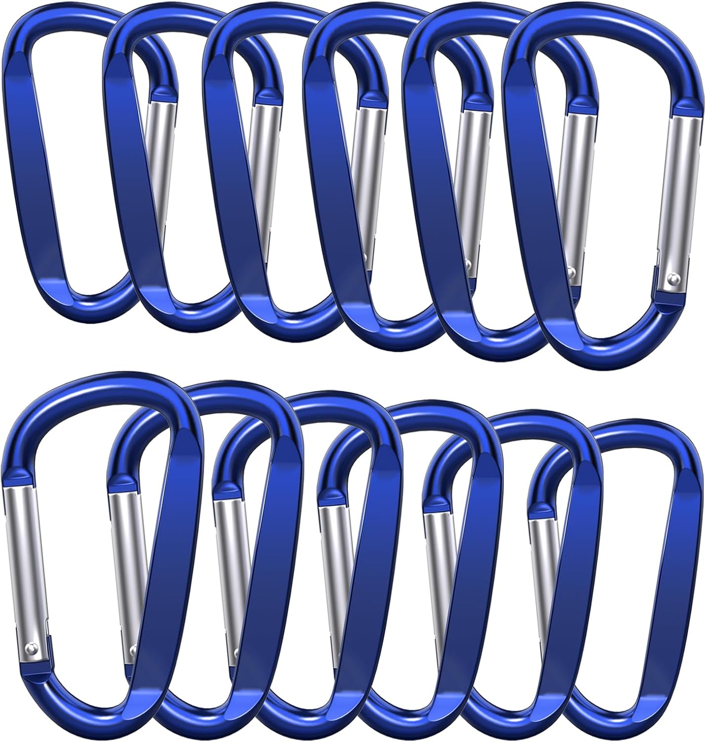 3″ Aluminum Carabiner Clips, 12PCS D Ring Shape Keychain Carabiners Hook Buckle