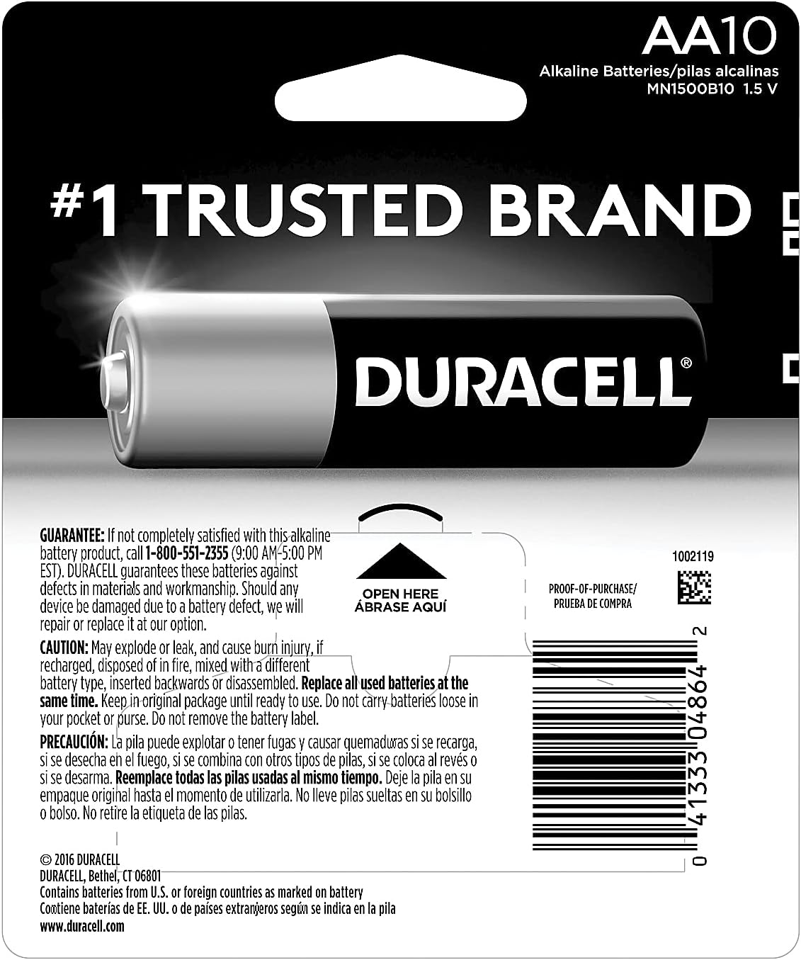 Duracell U.S.A. Mn1500b10z Baterías Aa 10Pk