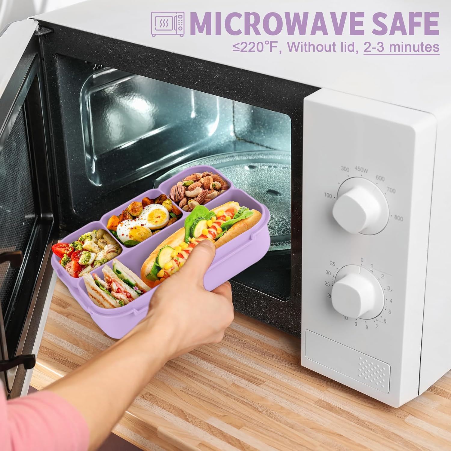 Bento Box – Lonchera para adultos, recipientes para niños y niñas con 4 compartimentos, contenedor de alimentos con utensilios, tarro de salsa,