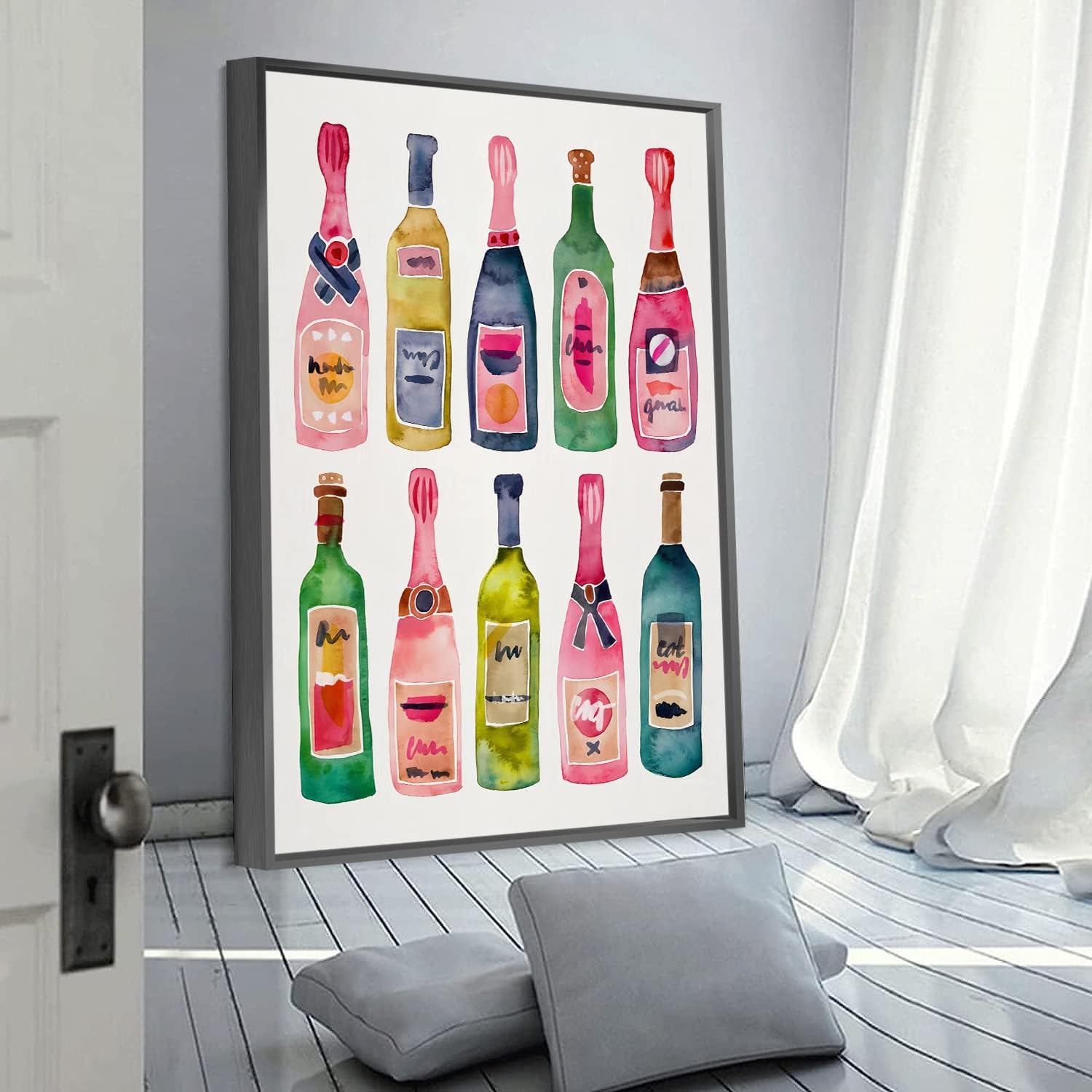 Impresiones artísticas de pared de moda, póster de la colección champán, estilo acuarela, lienzo decorativo para pared, marco de aluminio colgante
