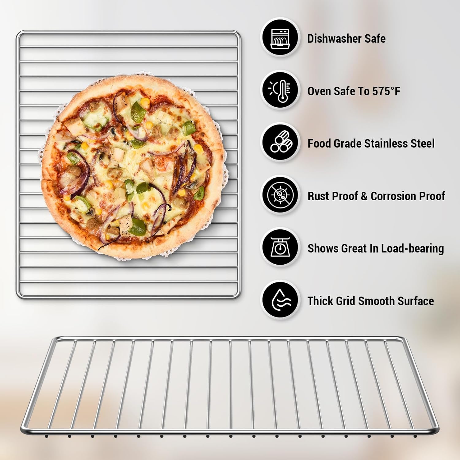 Estante de alambre para horno compatible con horno tostador Cuisinart TOA-95 de convección para freidora de aire, estante de alambre de acero