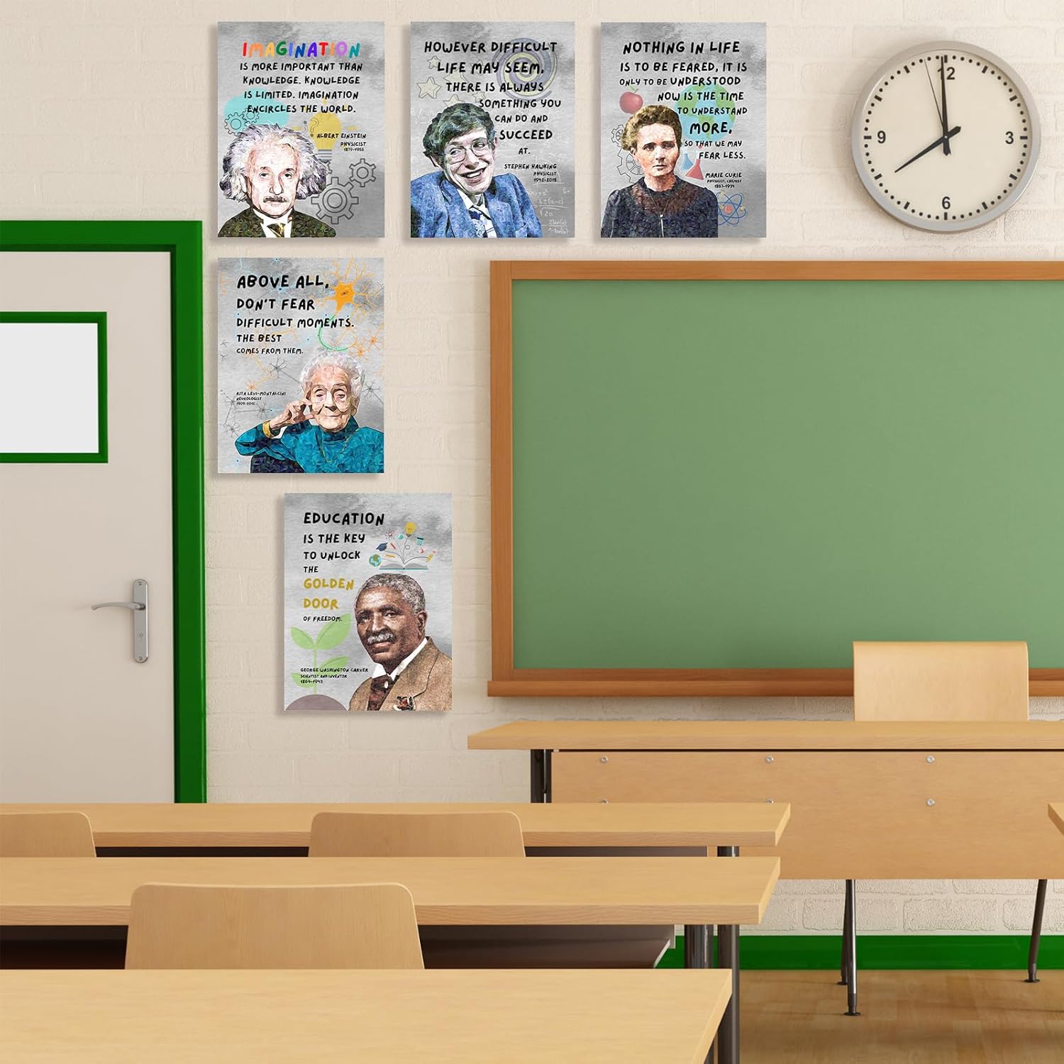 Pósteres de citas motivacionales de científicos famosos para el aula, citas inspiradoras, póster de exposición de arte de pared e impresiones para