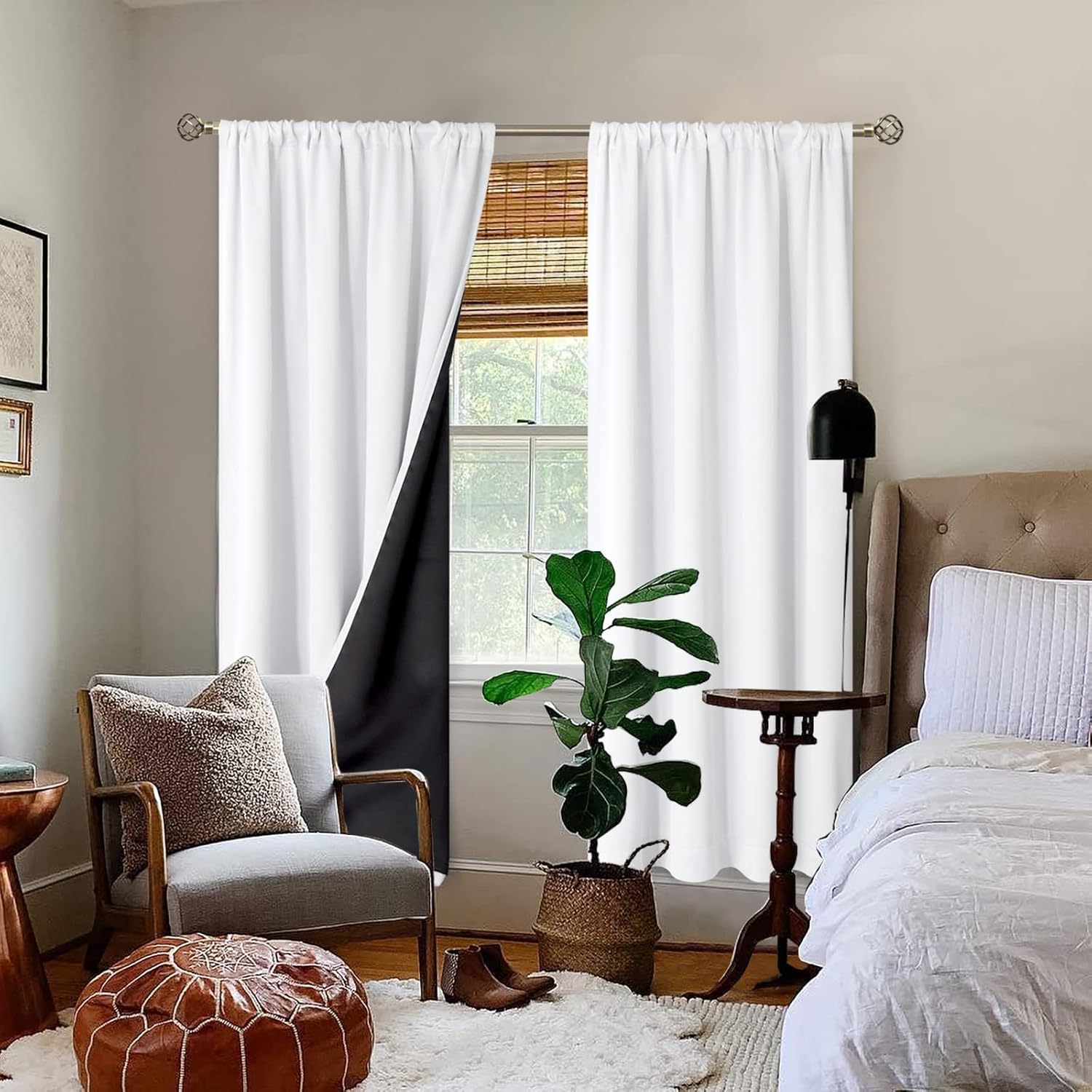 BGment – 2cortinas 100% opacas, con aislamiento térmico, forro negro, de doble capa, oscurecedoras, reductoras de ruido y con bolsillo para