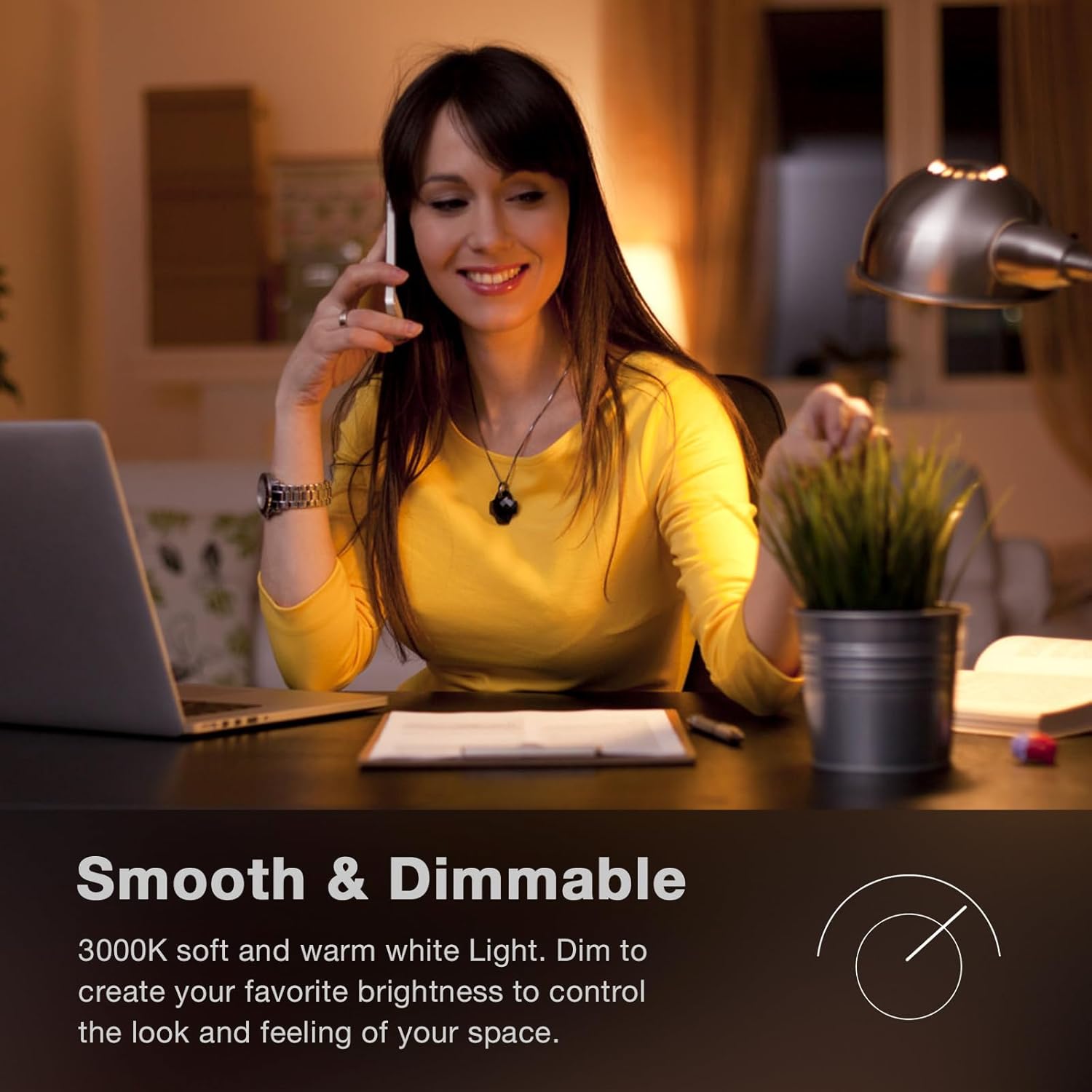 aooshine Q50 Bombilla LED regulable  Bombilla LED blanca cálida de 3000 K, base E26 estándar, 1 paquete, 650 lúmenes, 120 voltios y 6 vatios